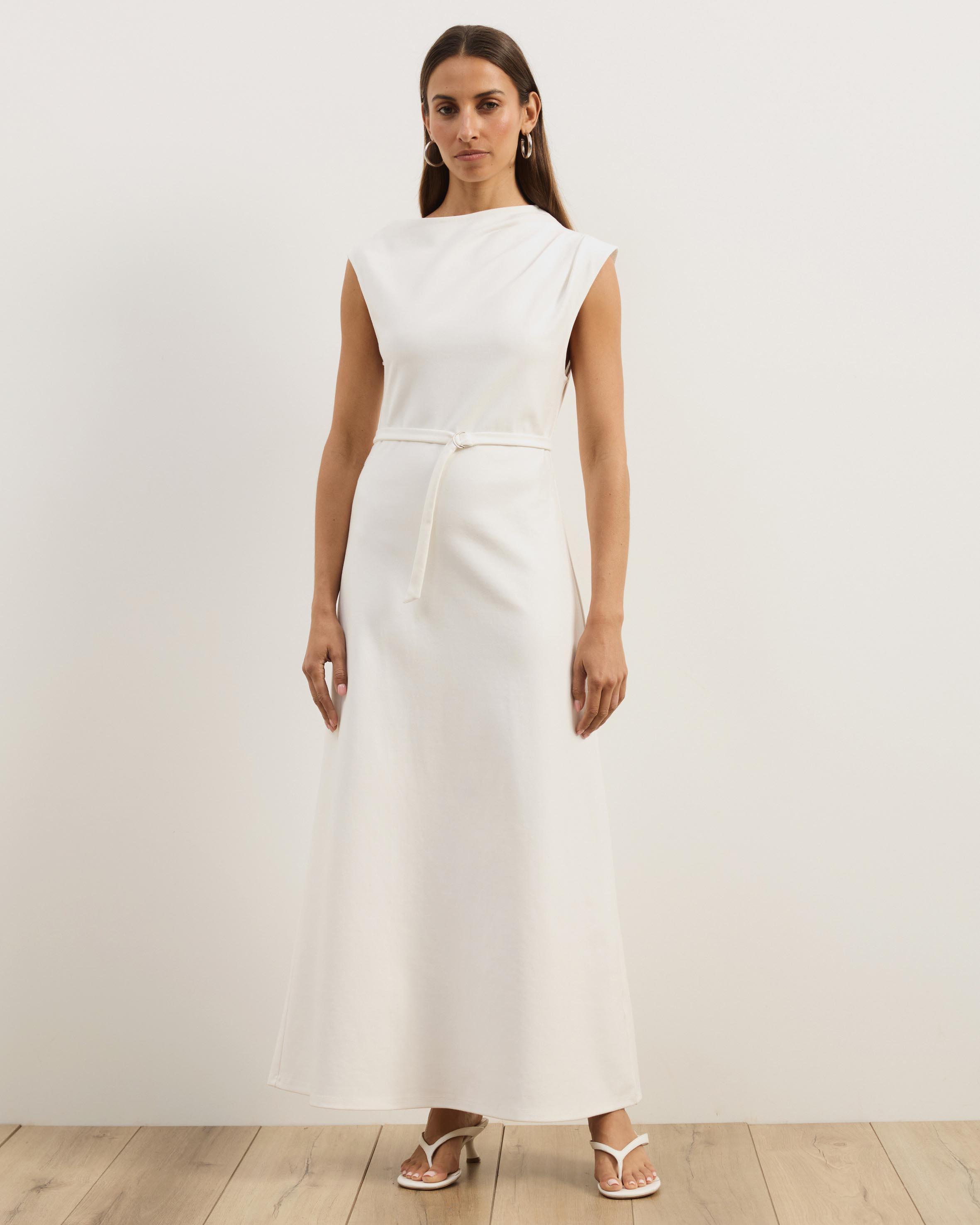 Luna Slash Neck Midi Ponte Dress