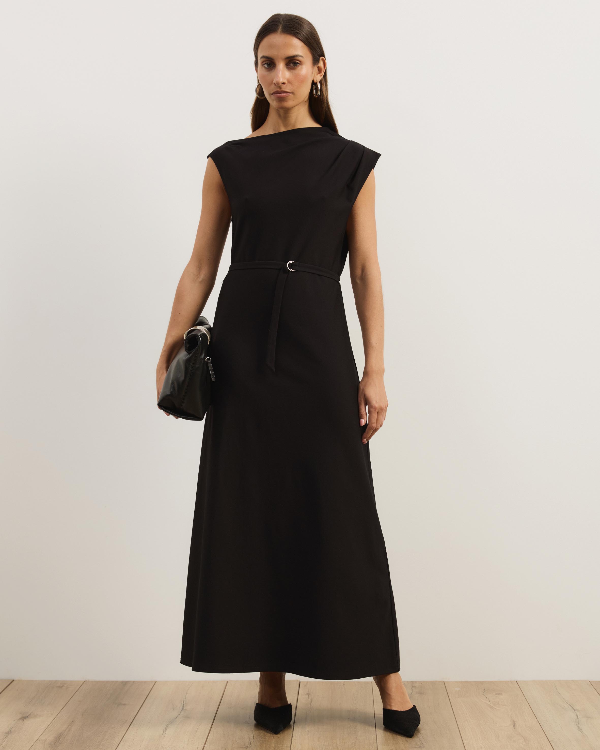 Luna Slash Neck Midi Ponte Dress