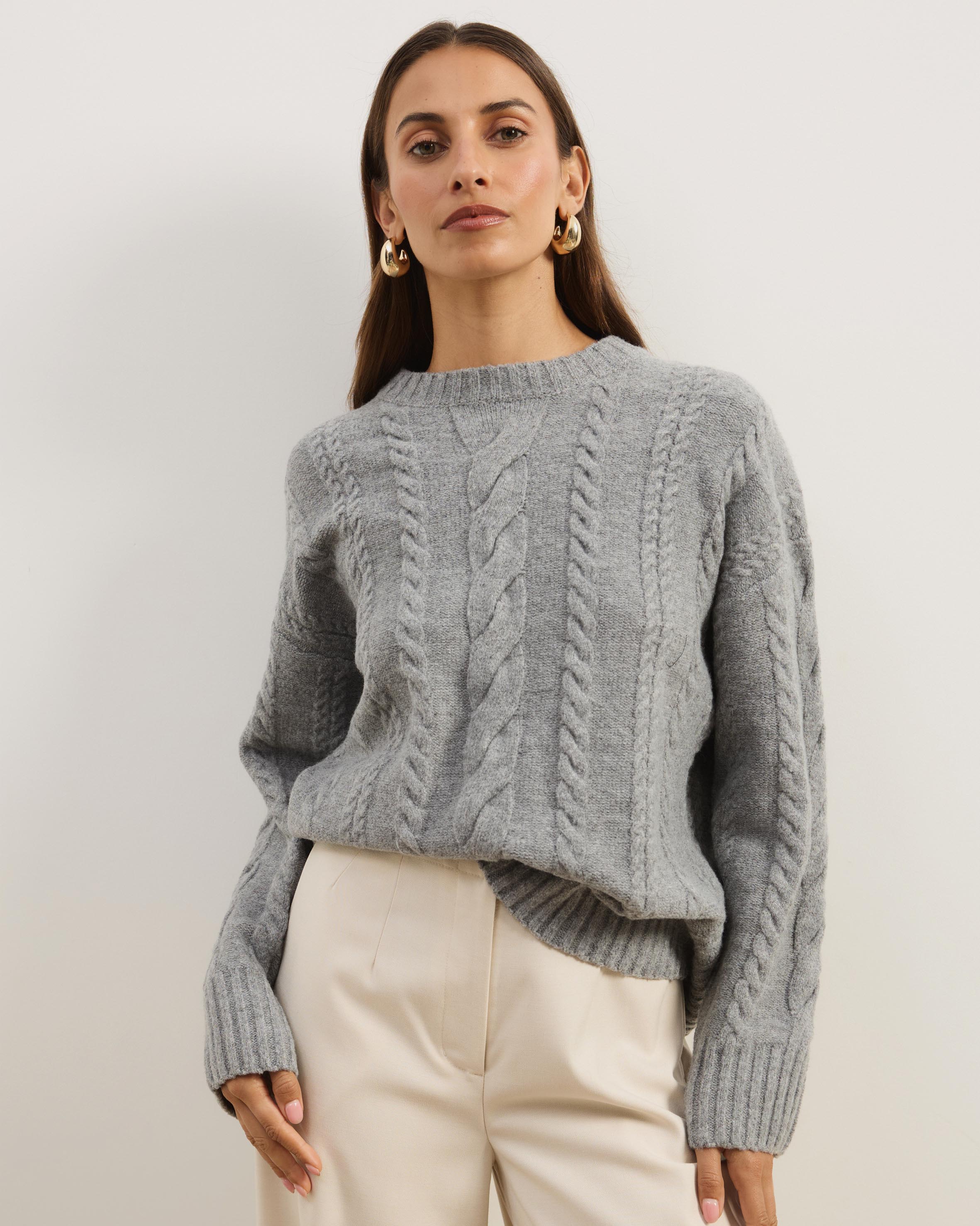 Drew Oversized Textured Cable Knit Jumper