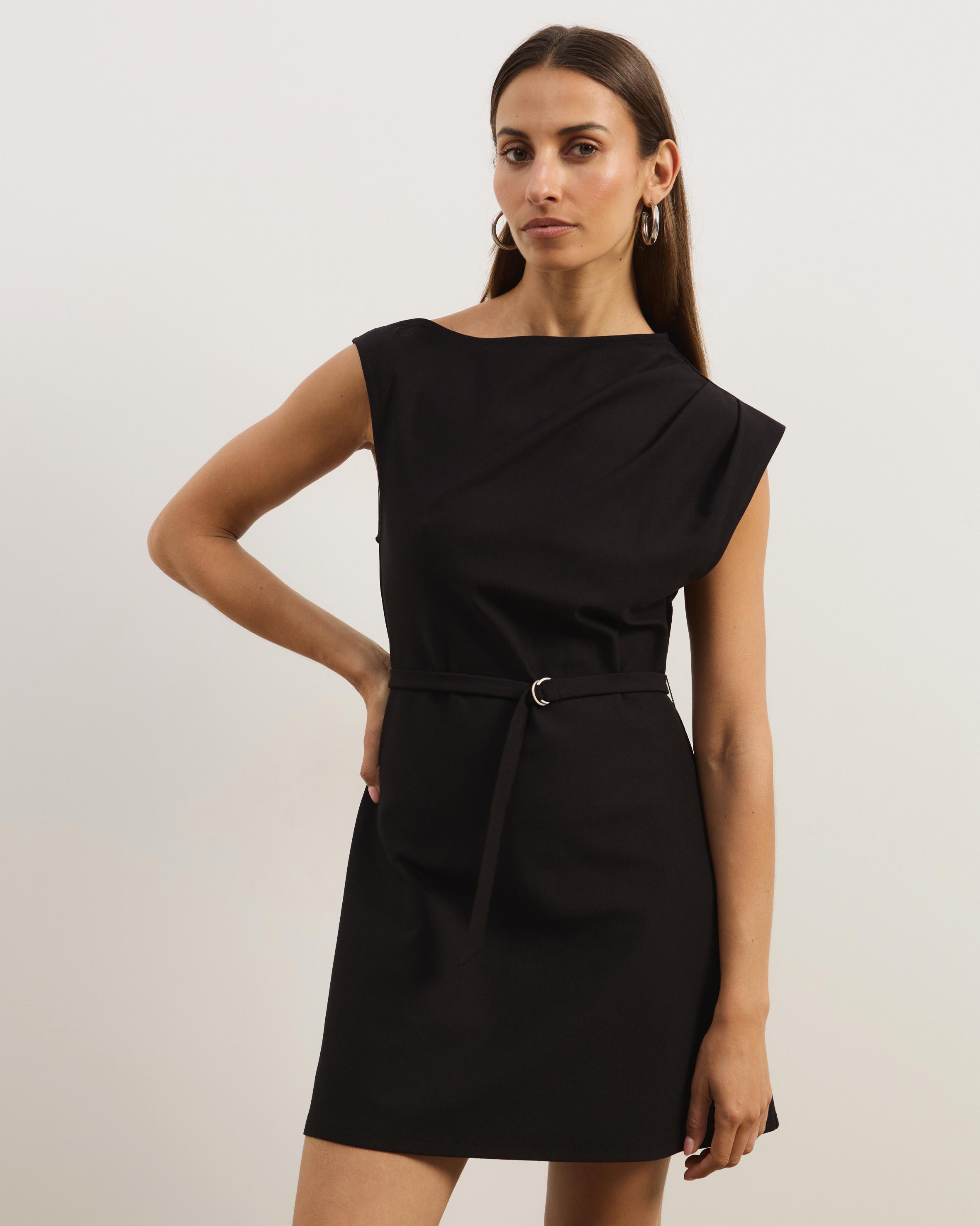 Luka Slash Neck Mini Ponte Dress