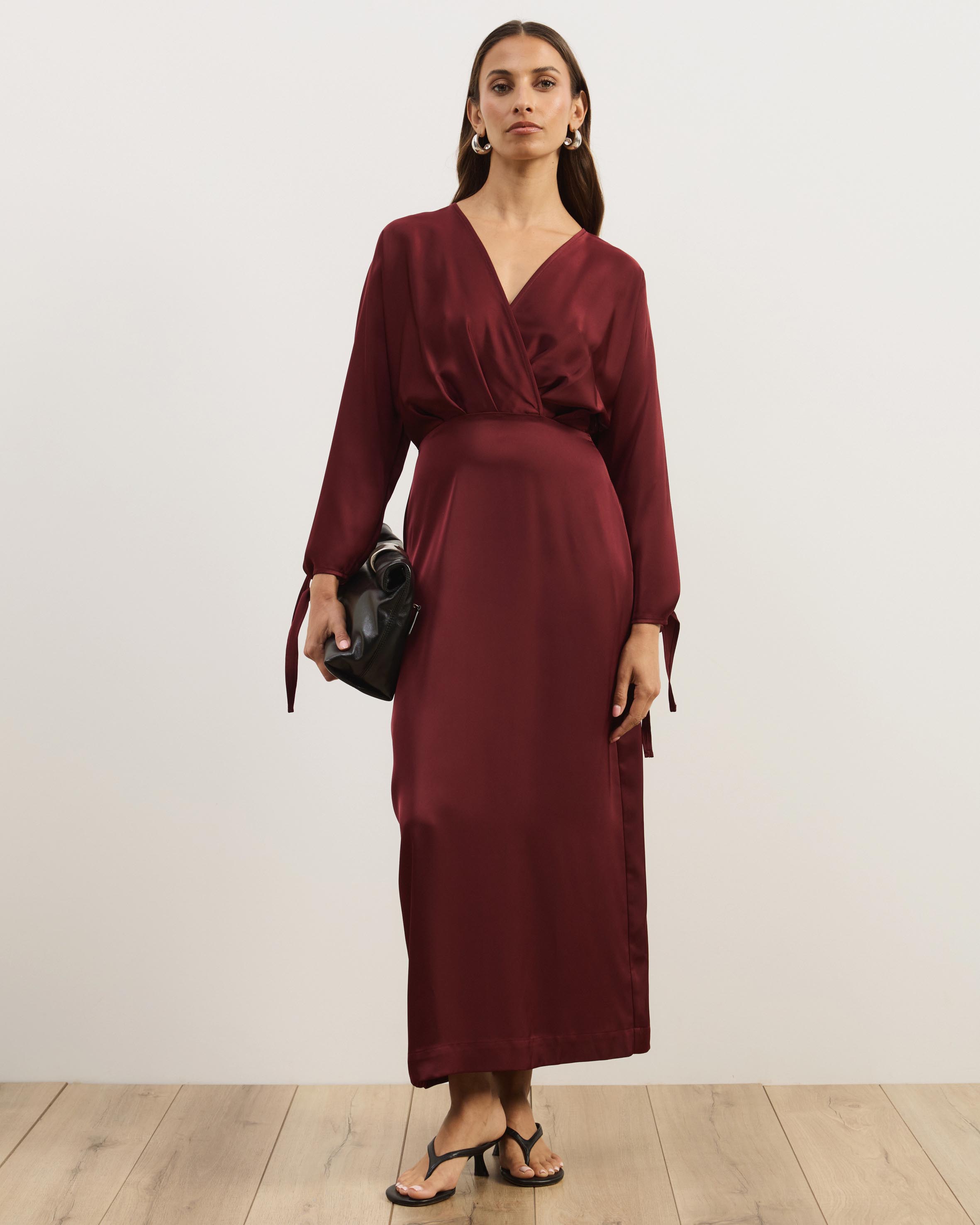 June Satin Split Sleeve Midi Dress