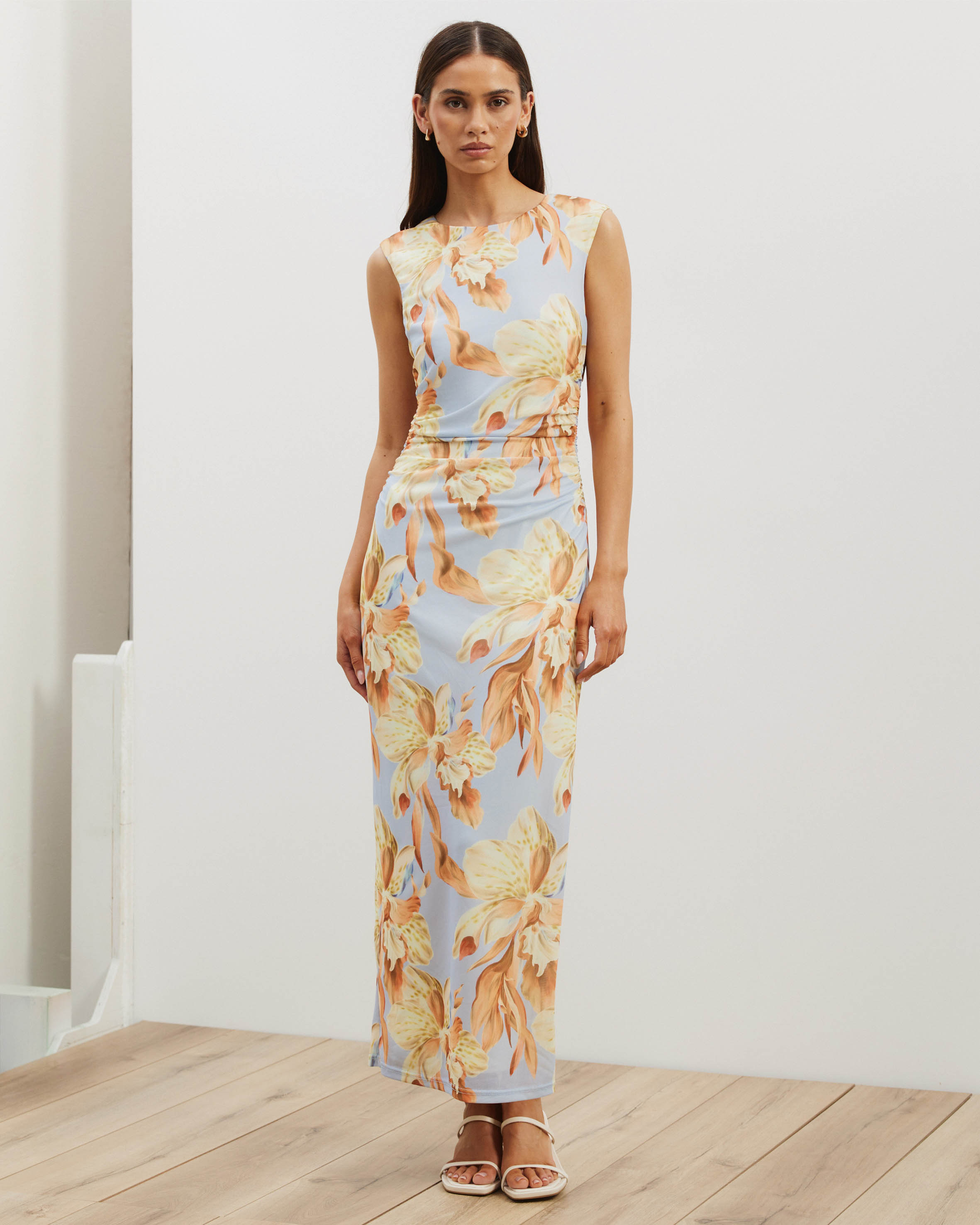 Priya Sleeveless Mesh Maxi Dress