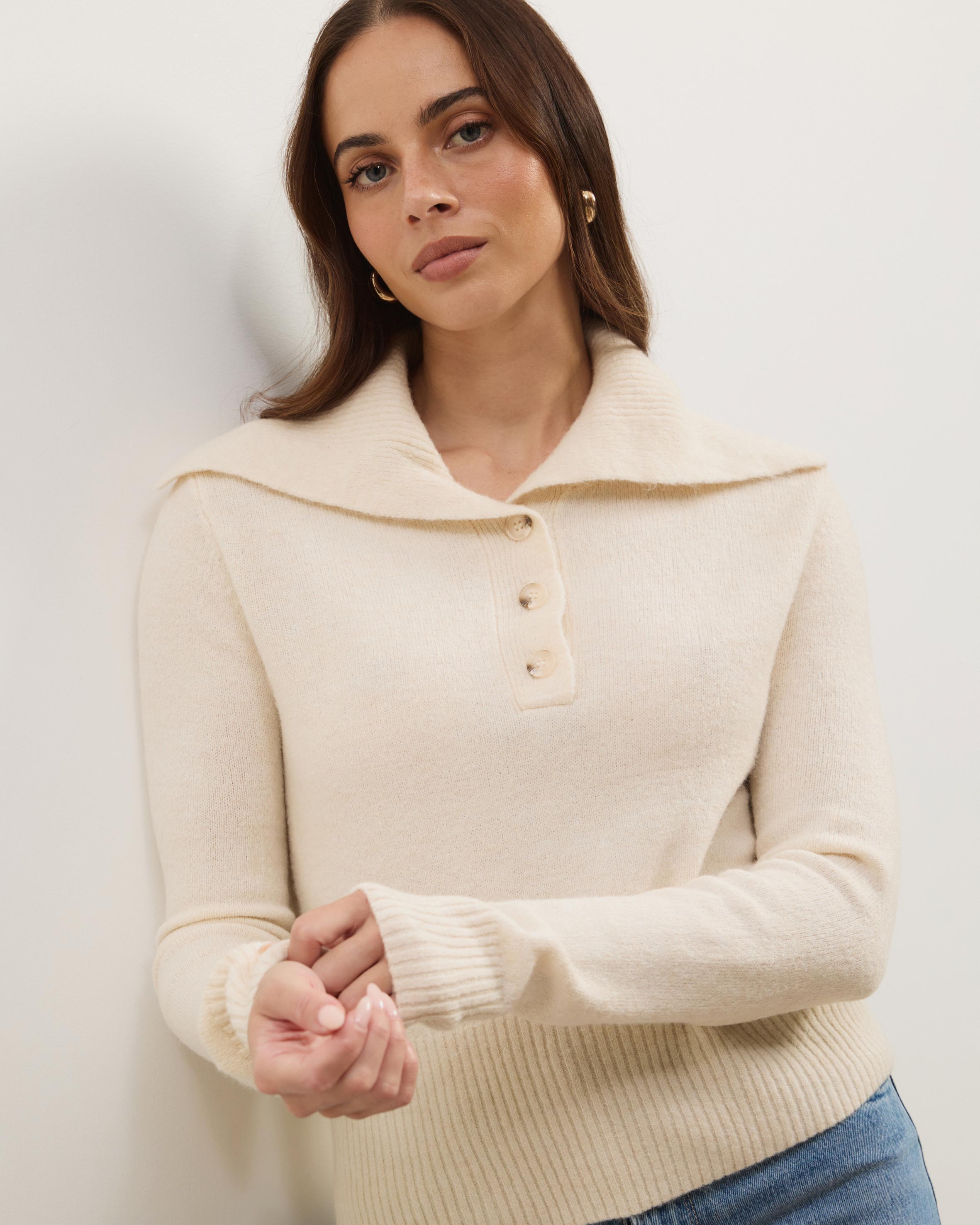 Kiera Knit Jumper with Wide Collar