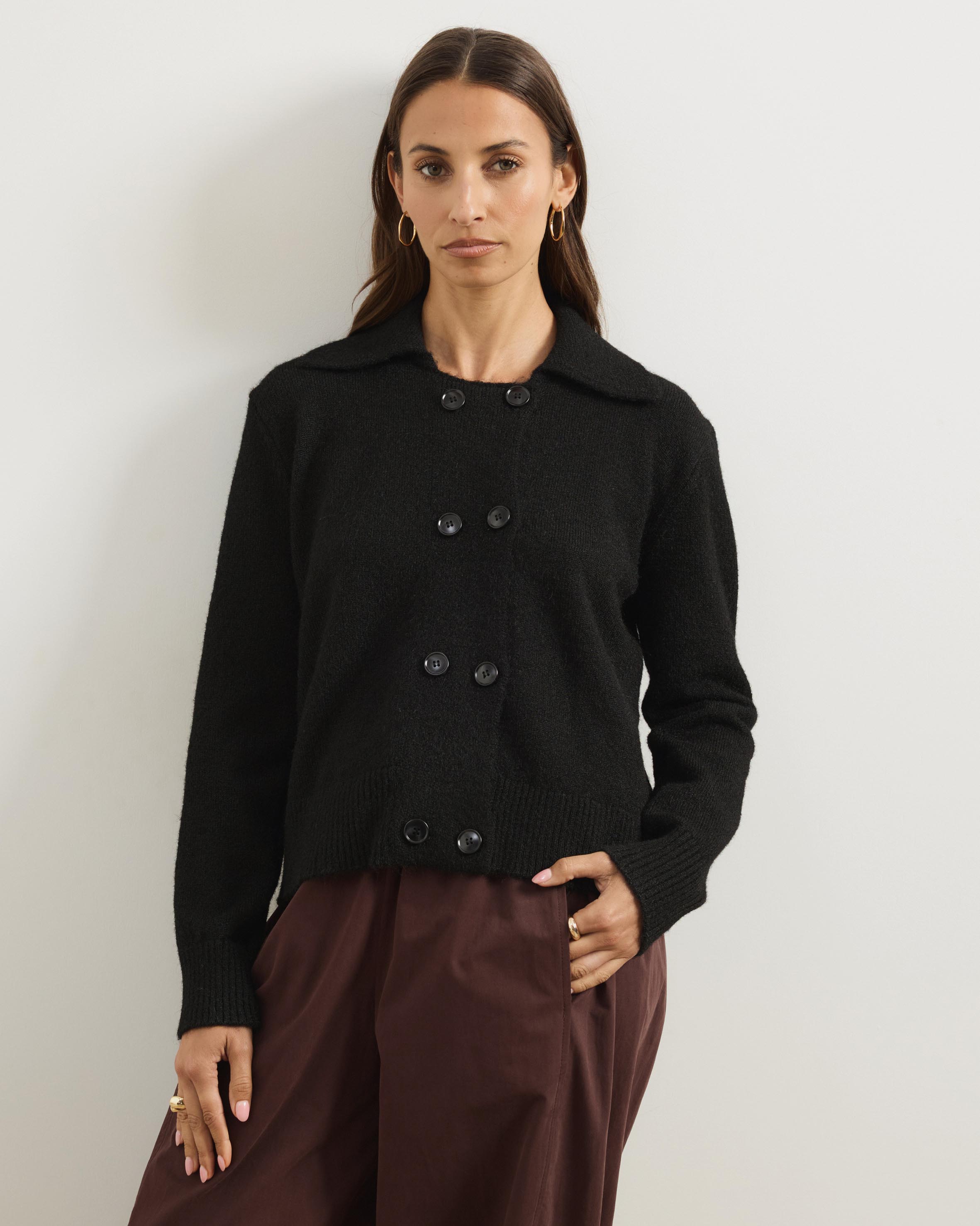 Aspen Knit Wrap Cardigan With Collar