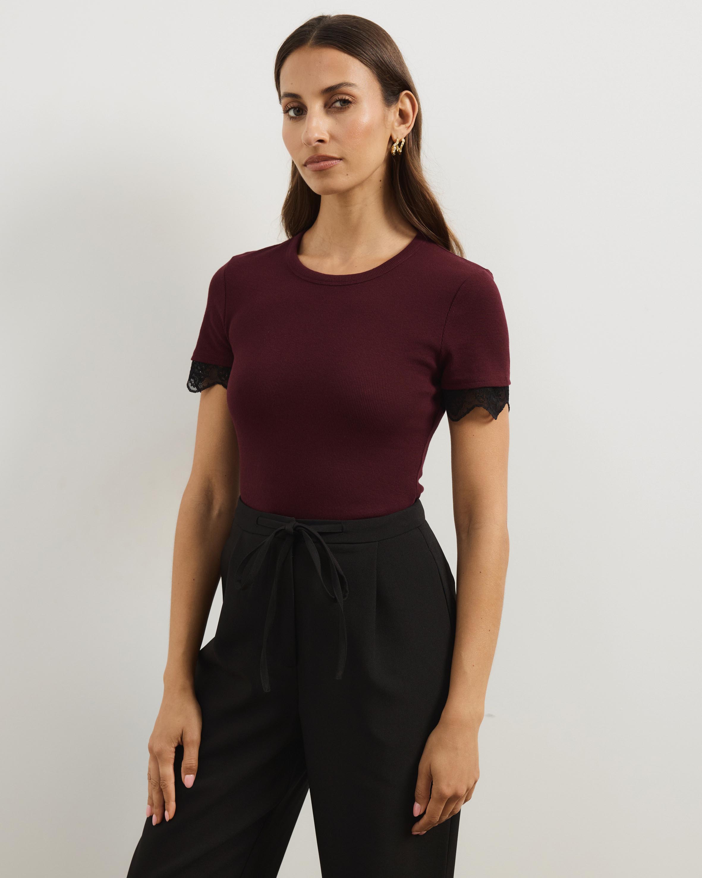 Sienna Short Sleeve Lace Jersey T-Shirt