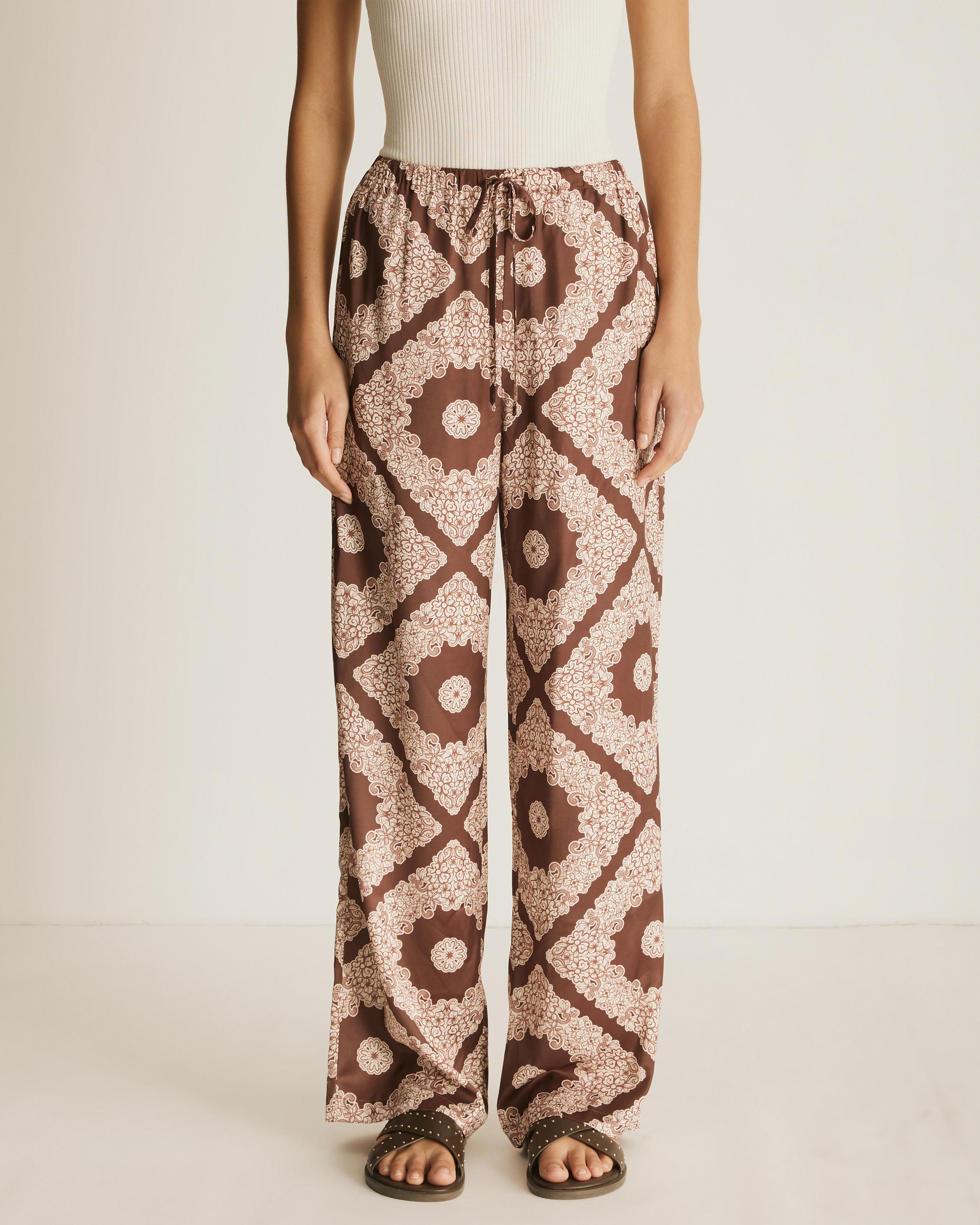 Chantilly Printed Satin Pants