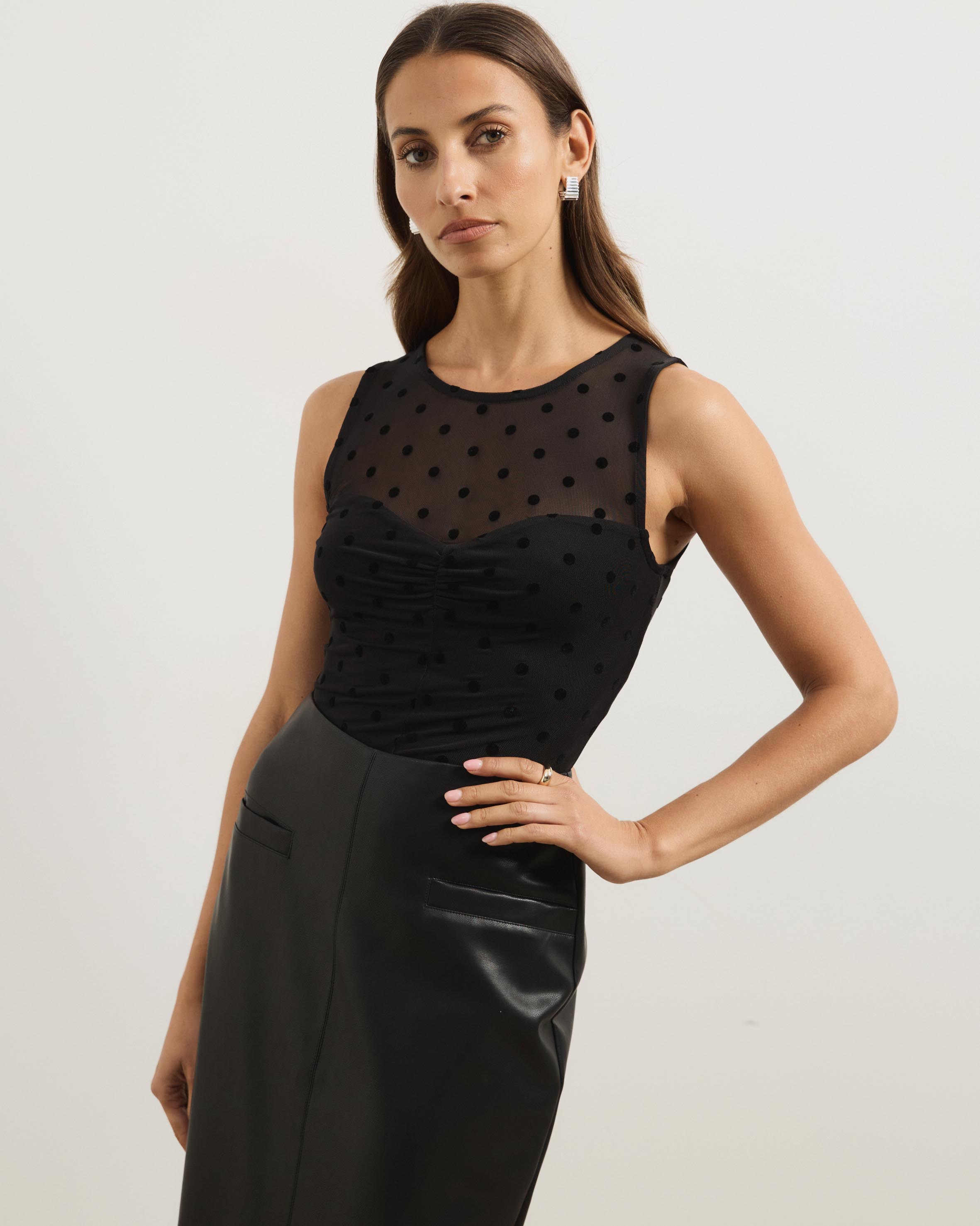Aria Polka Dot Sheer Tank Top