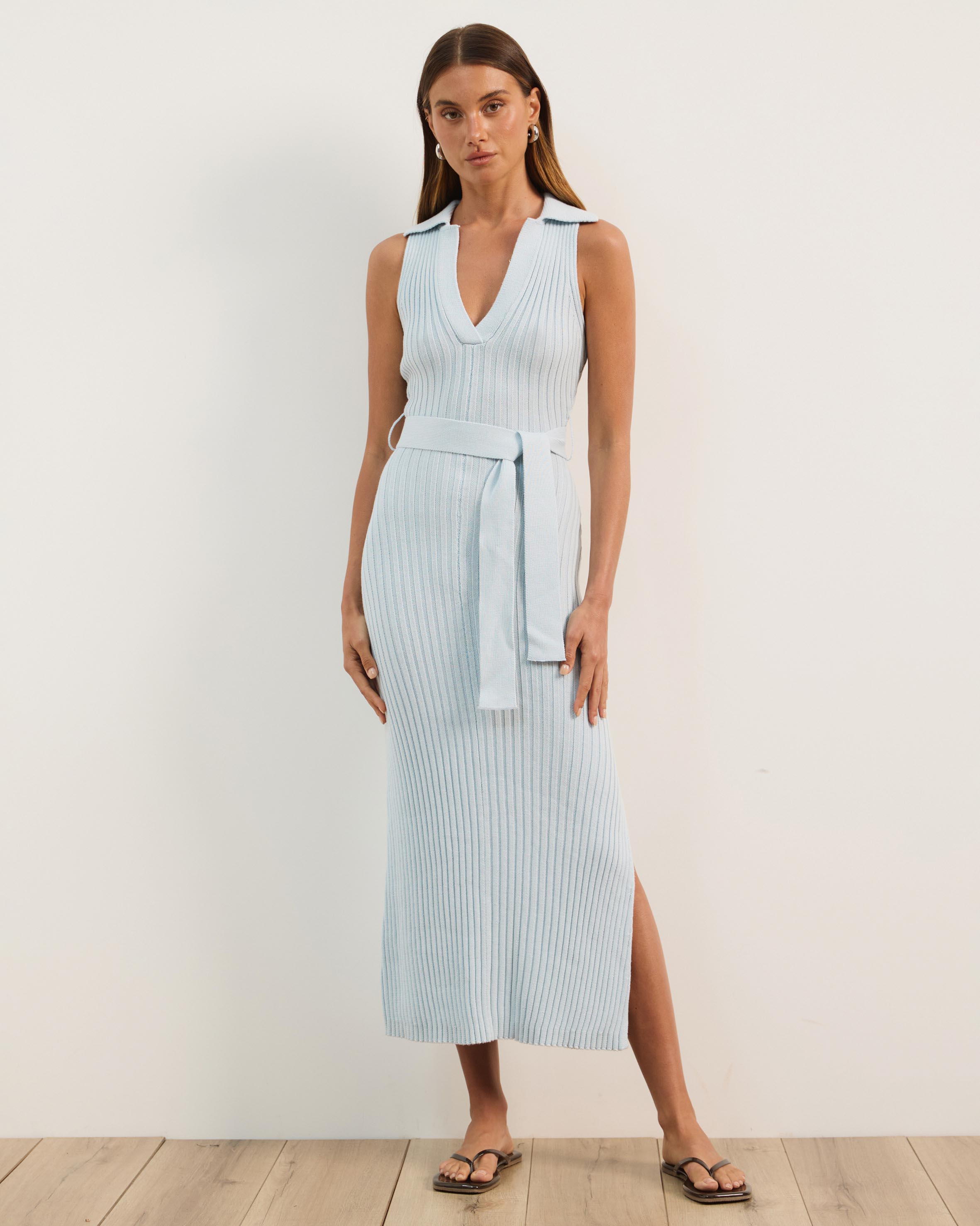 Joni Sleeveless Rib Knit Midi Dress