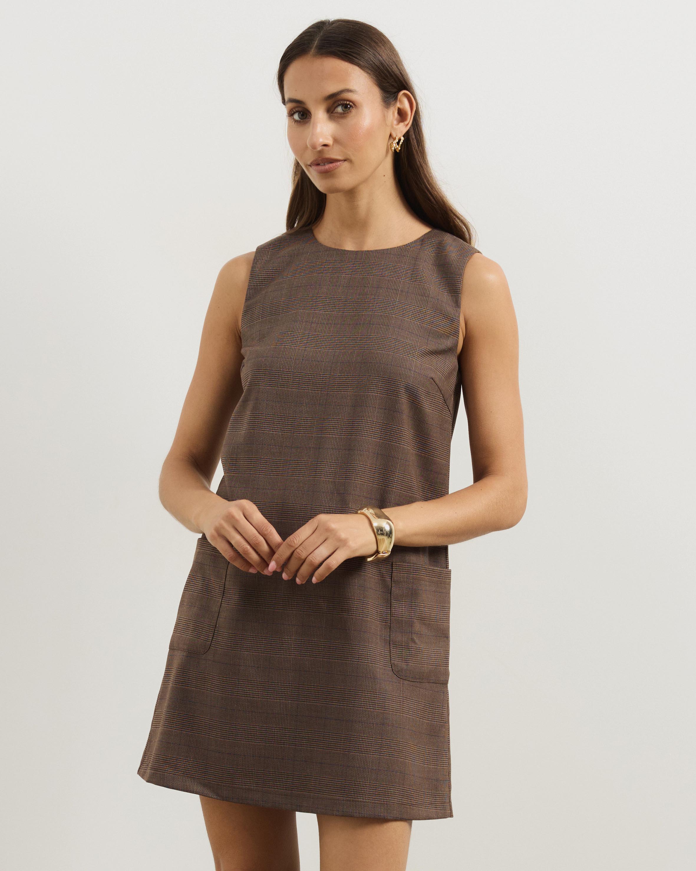 Zali Check Suiting Mini Dress