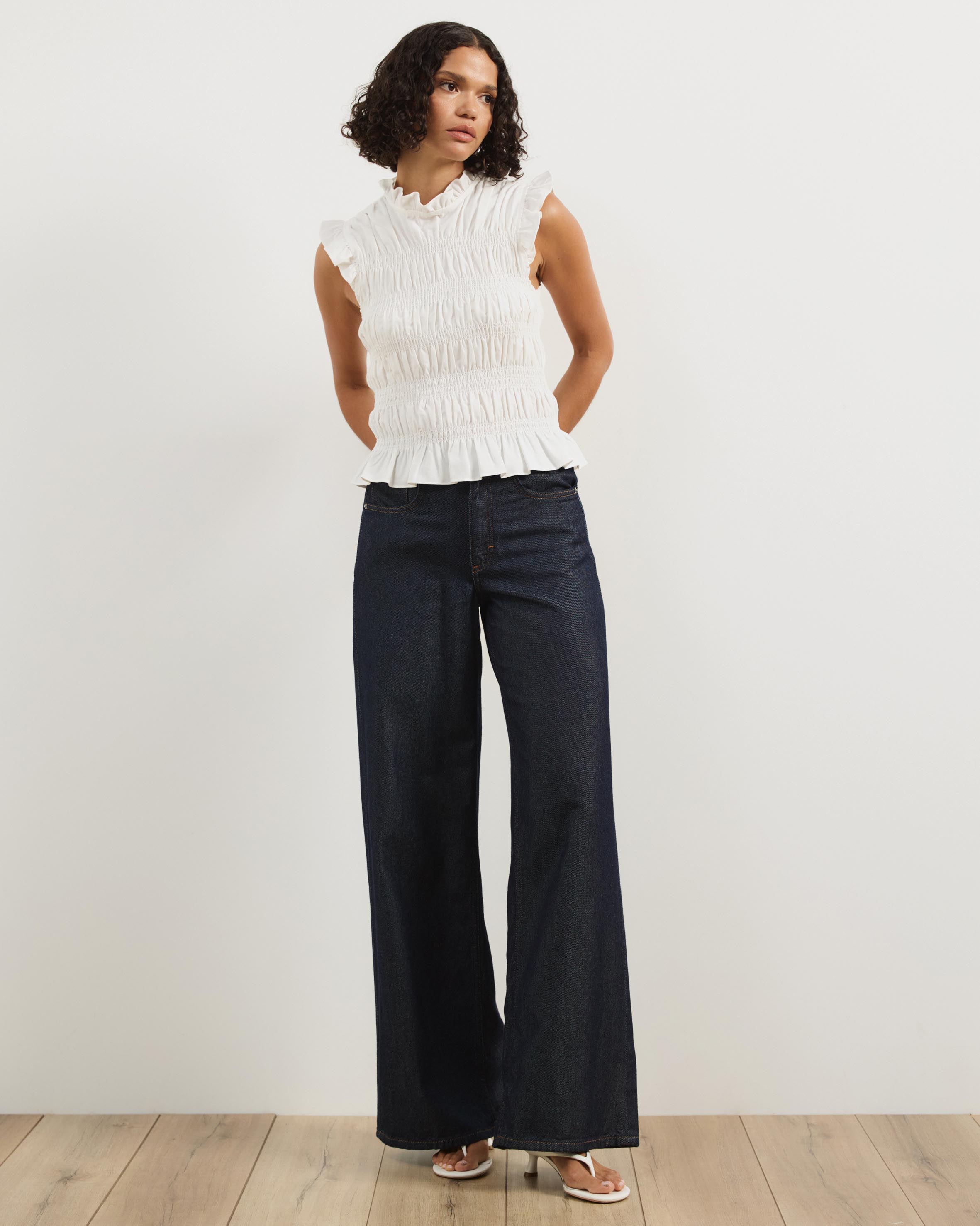 Coralie Linen Blend Frill Top