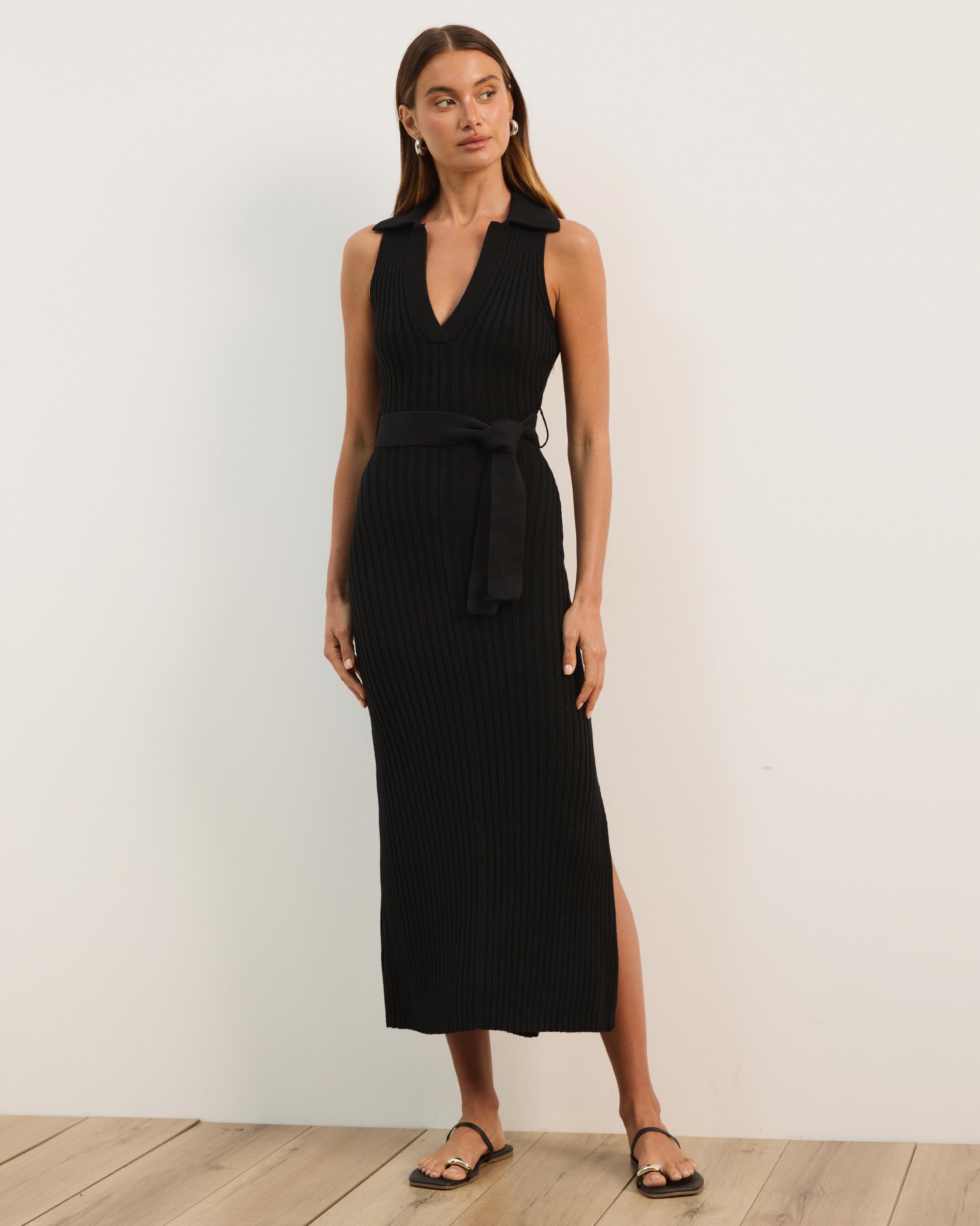 Joni Sleeveless Rib Knit Midi Dress