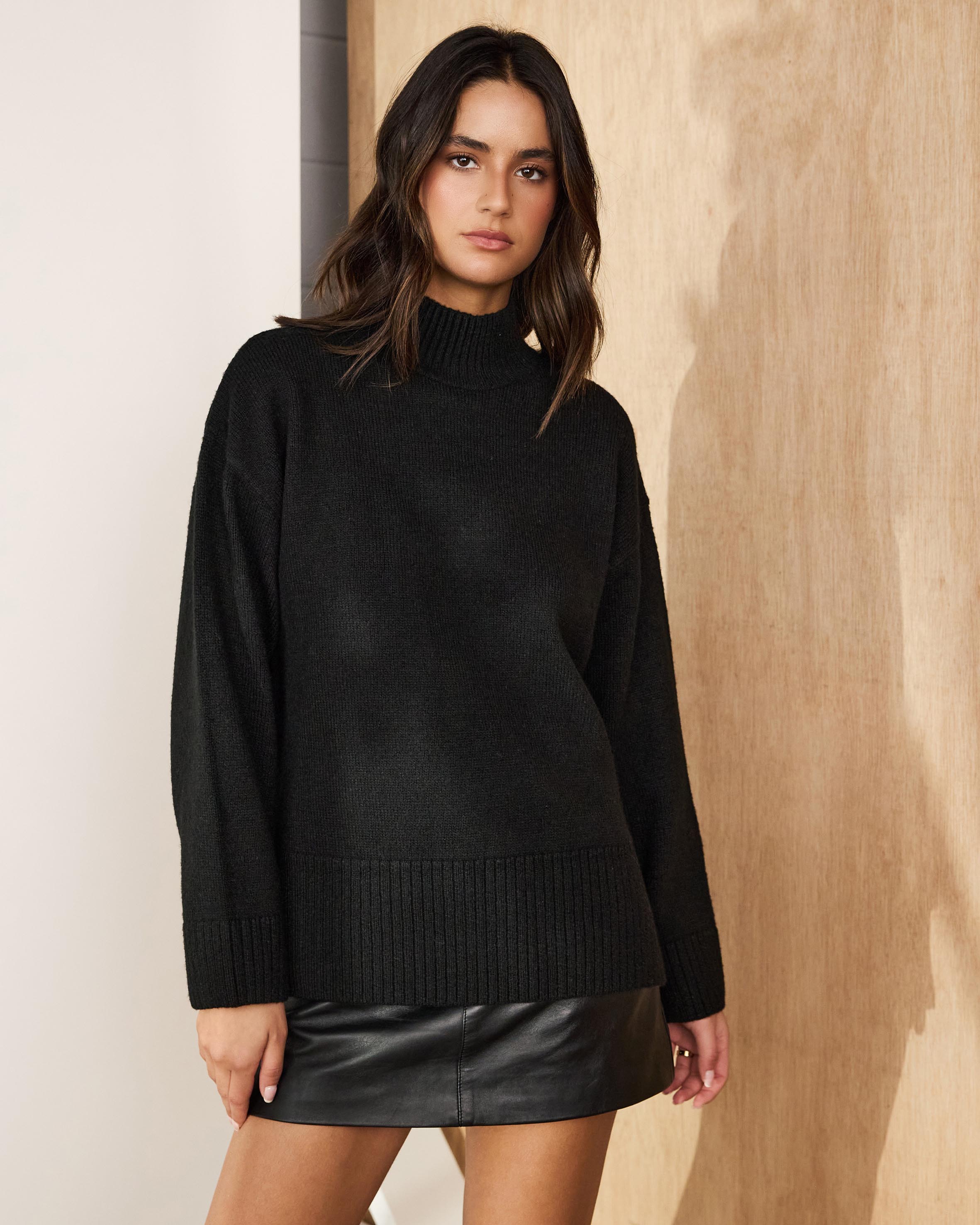 Teo High Neck Wool Blend Knit Jumper