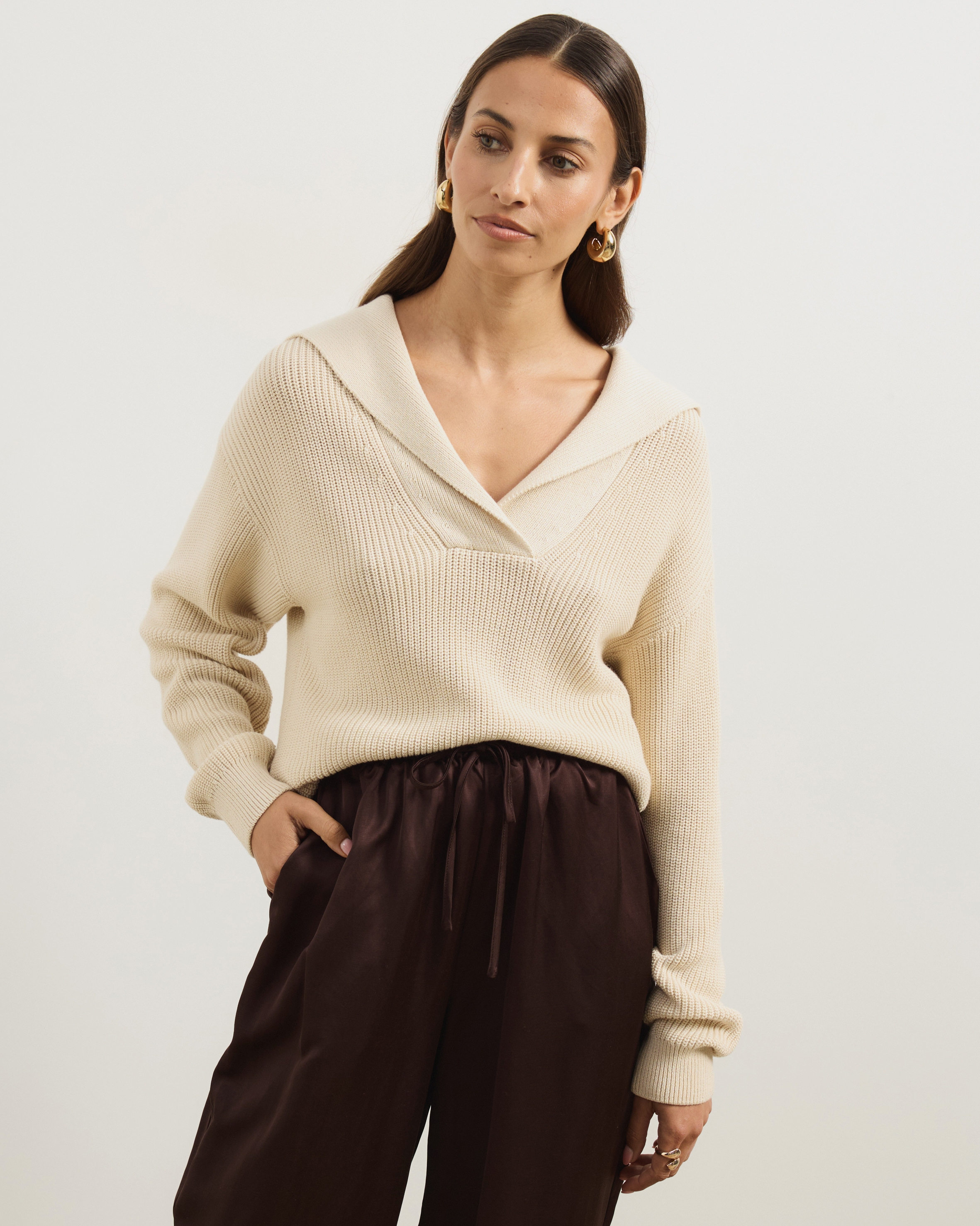 Natalie Oversized V-Neck Knit Jumper