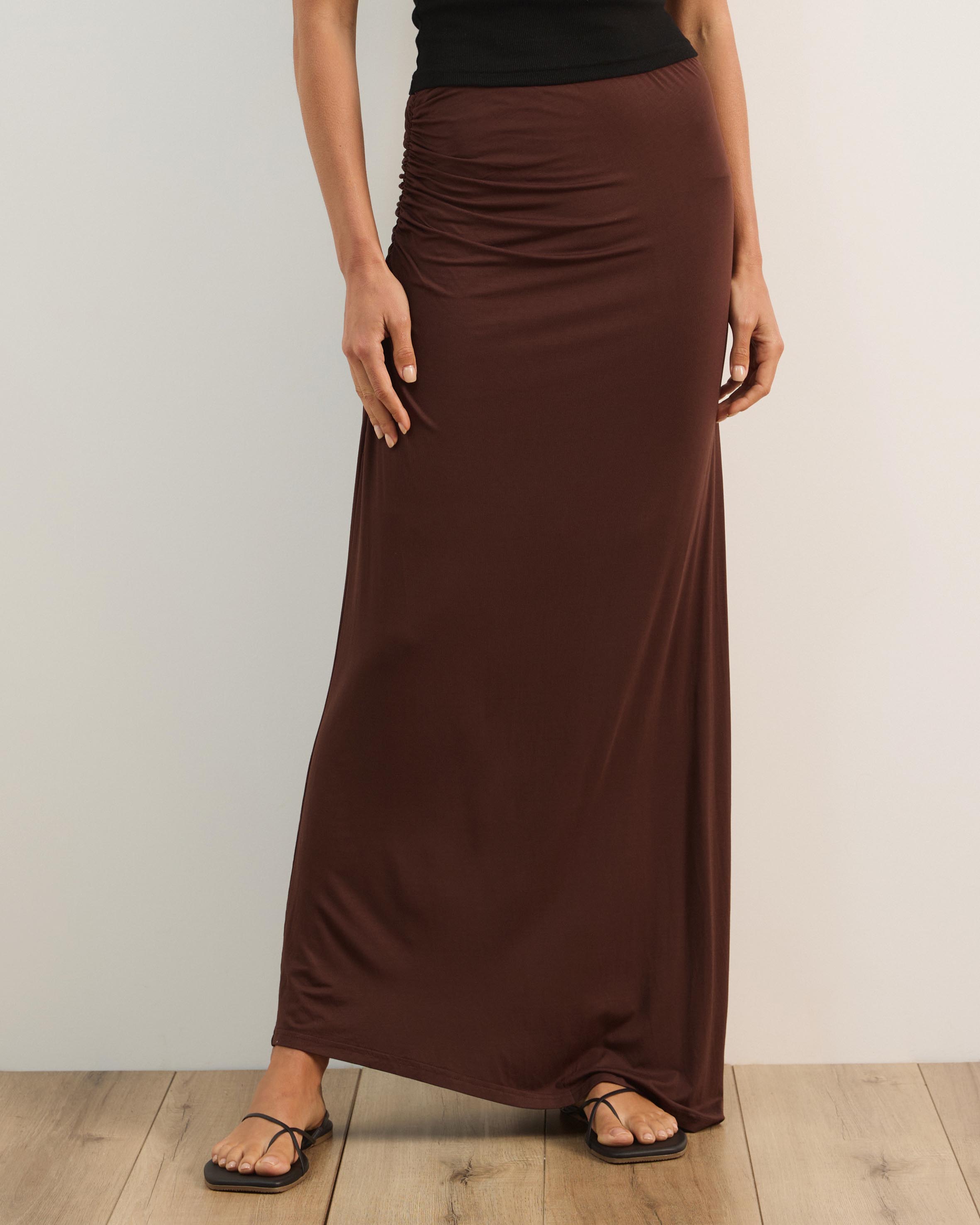 Tara Jersey Maxi Skirt with Gathers