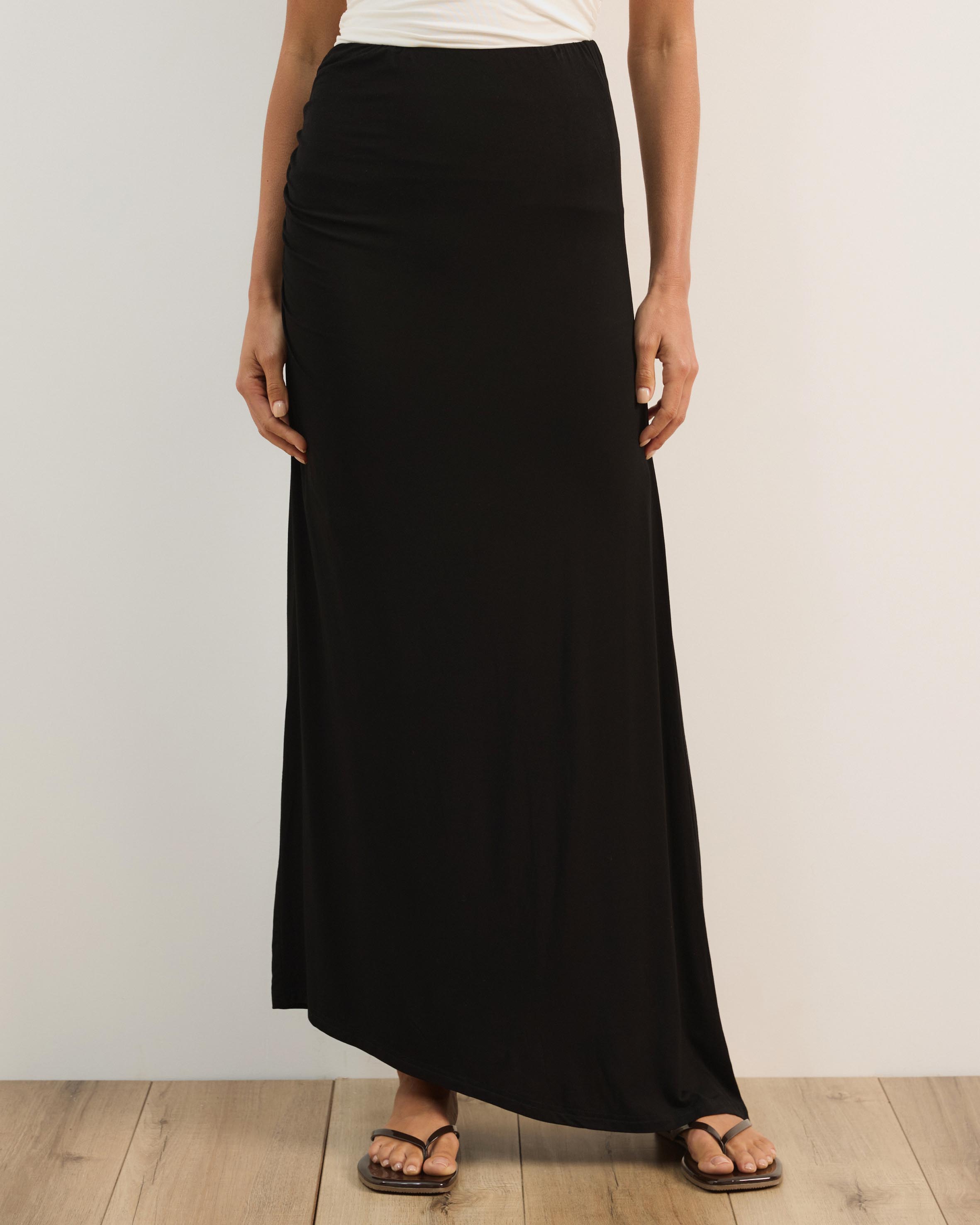 Tara Jersey Maxi Skirt with Gathers