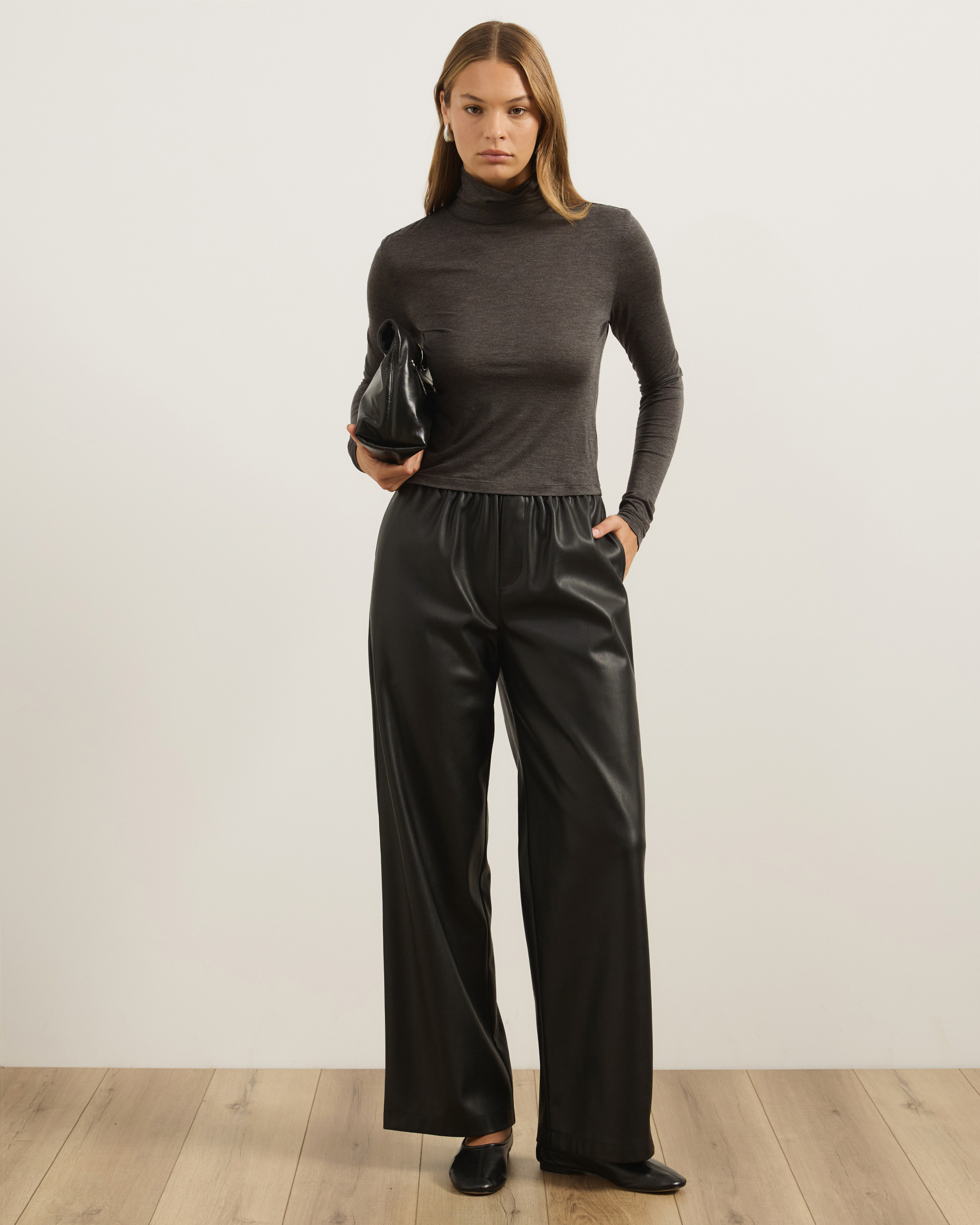 Solene Elasticated Waist PU Pants