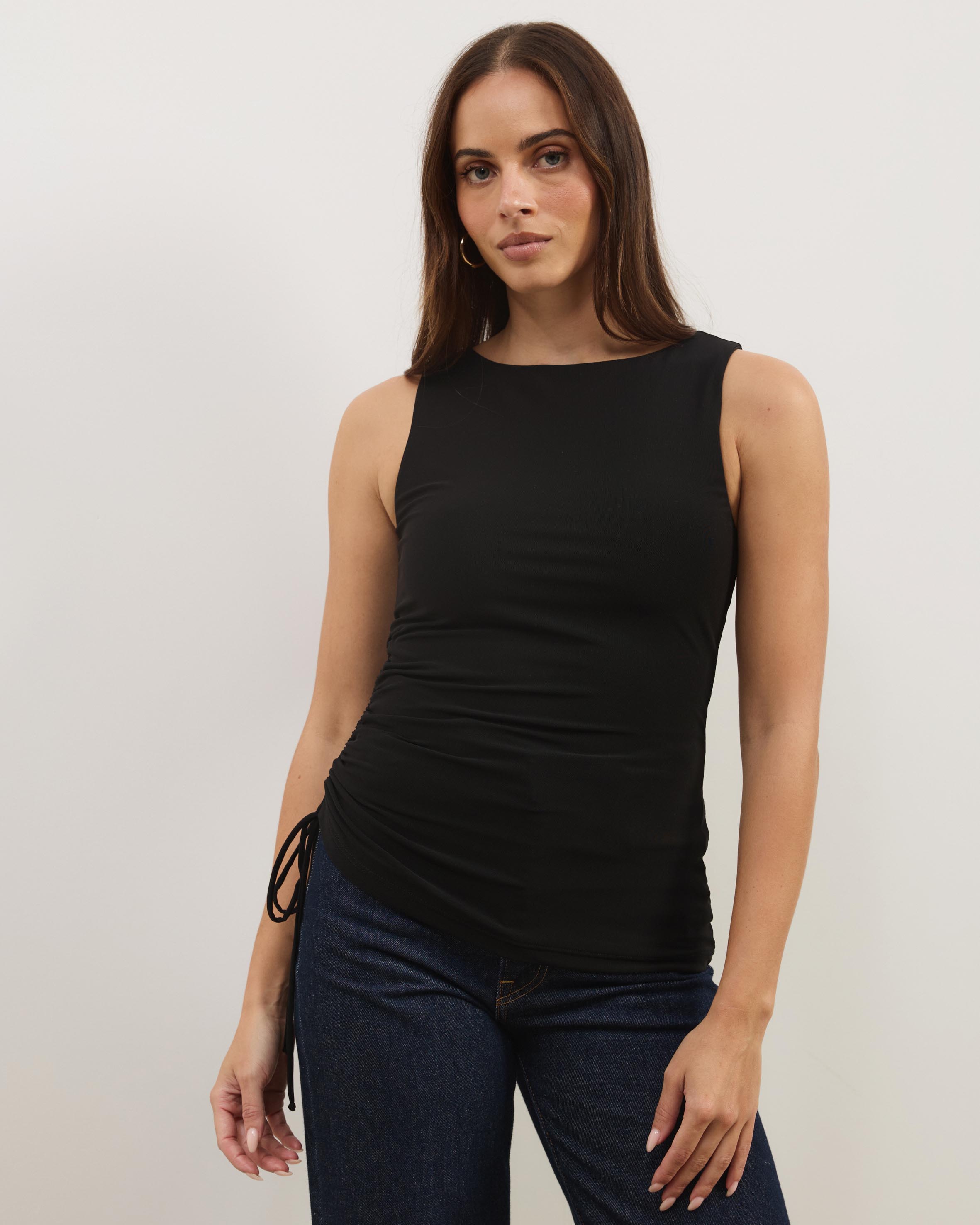 June Gathered Waist Mesh Tank