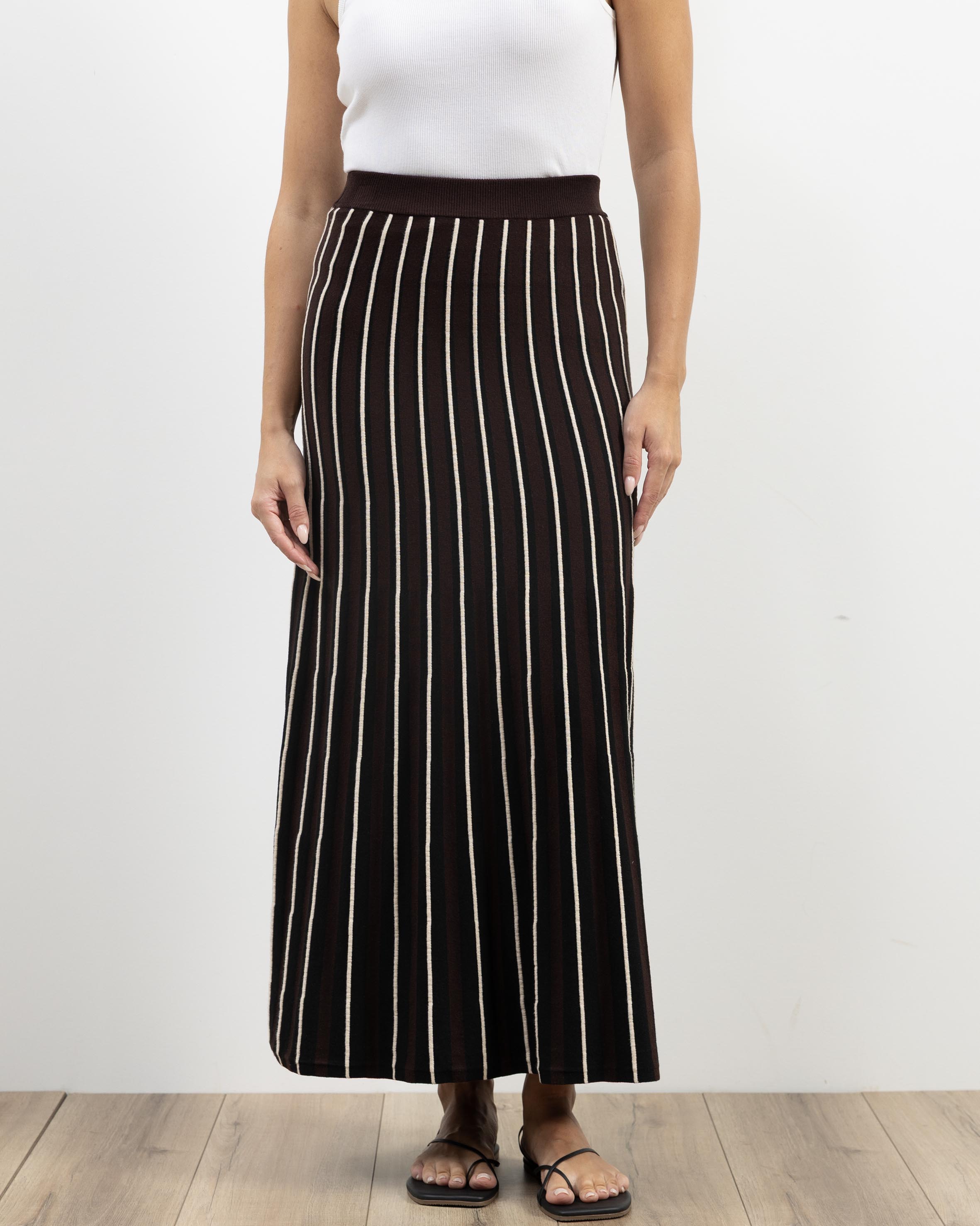Mary Knitted Stripe Midi Skirt