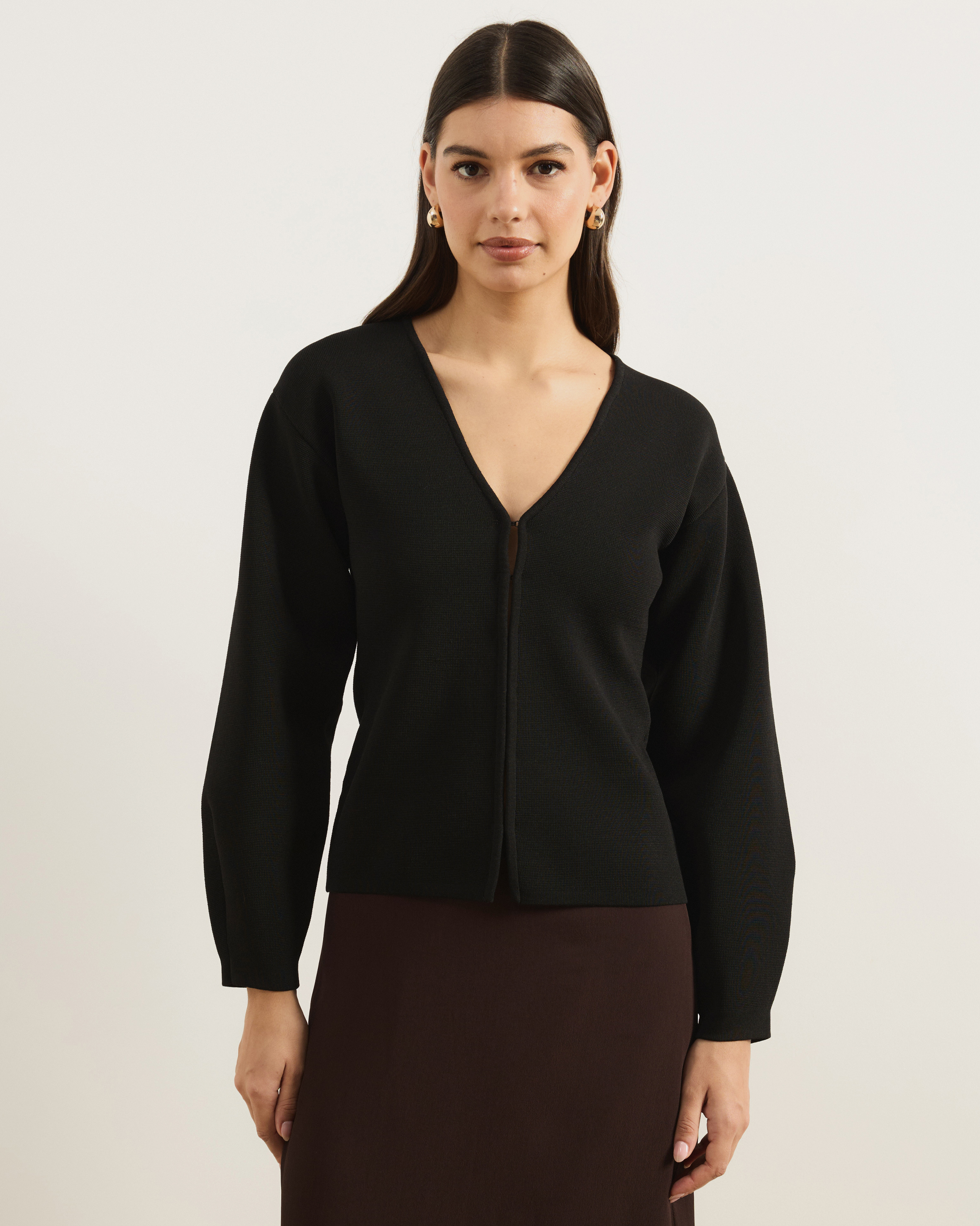 Knit Cardigan With Fitted Waist