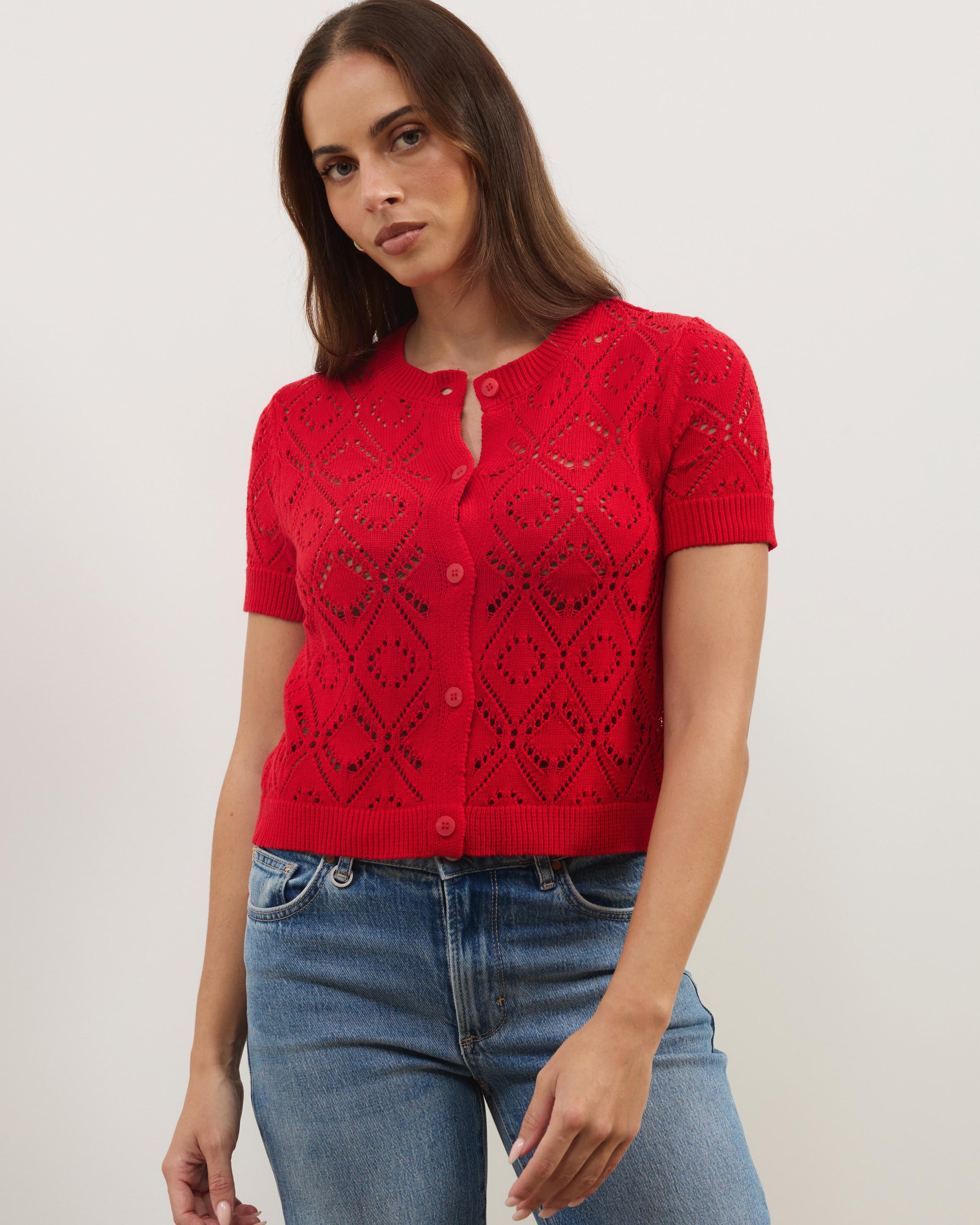 Hani Short Sleeve Open Knit Cardigan