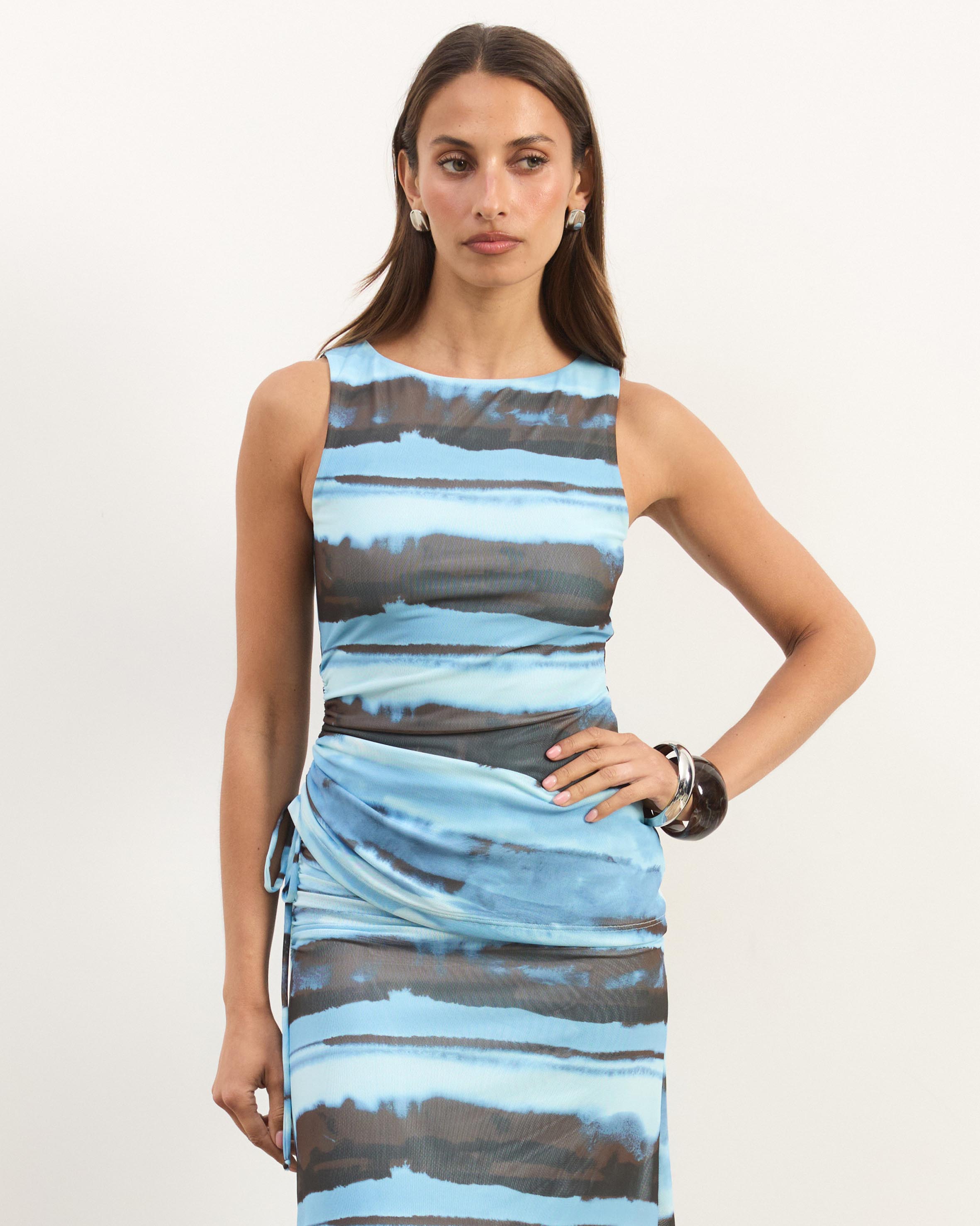 June Gathered Waist Mesh Tank