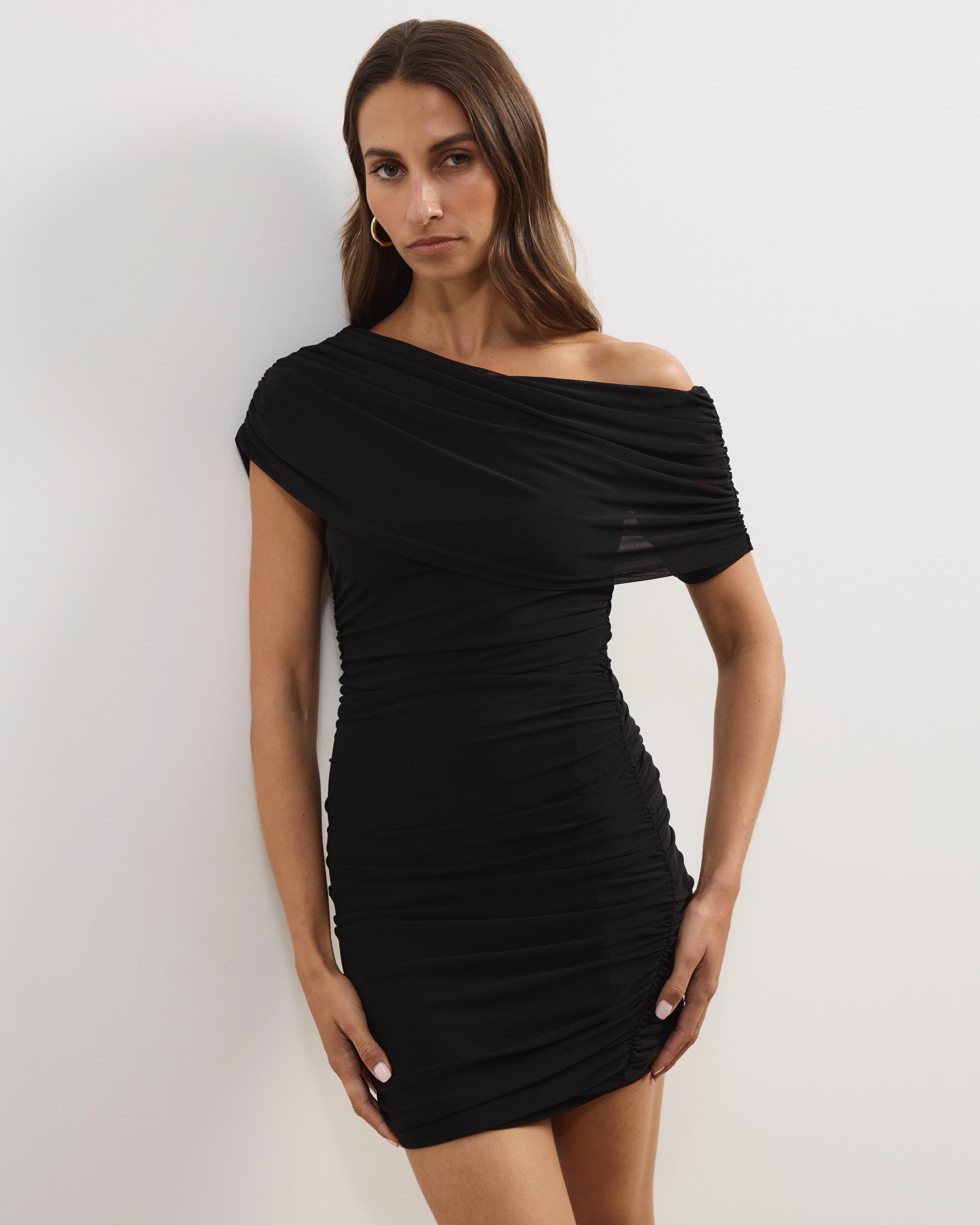 Millie Off Shoulder Mesh Mini Dress