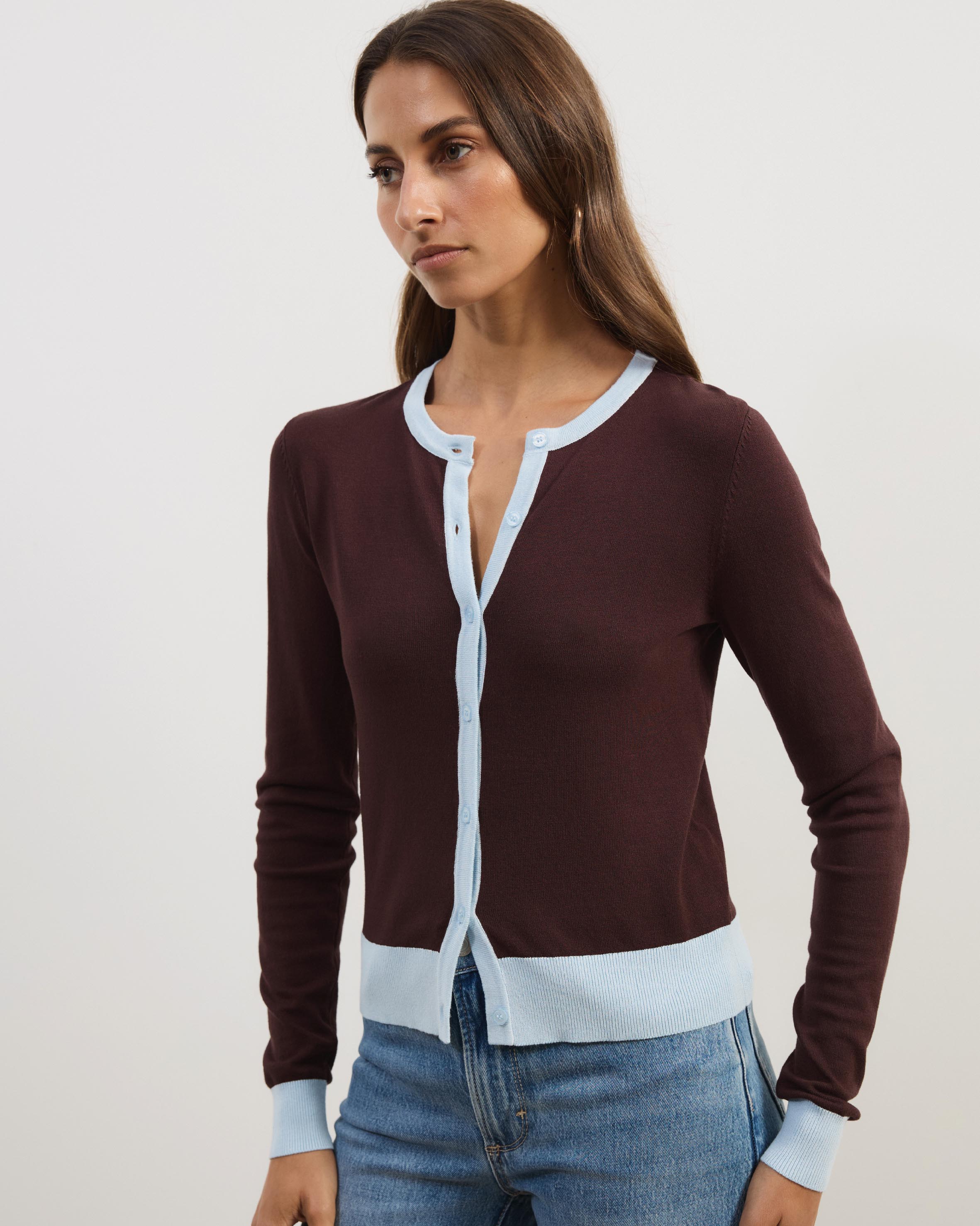 Shani Lightweight Knit Cardigan with Contrast Trim