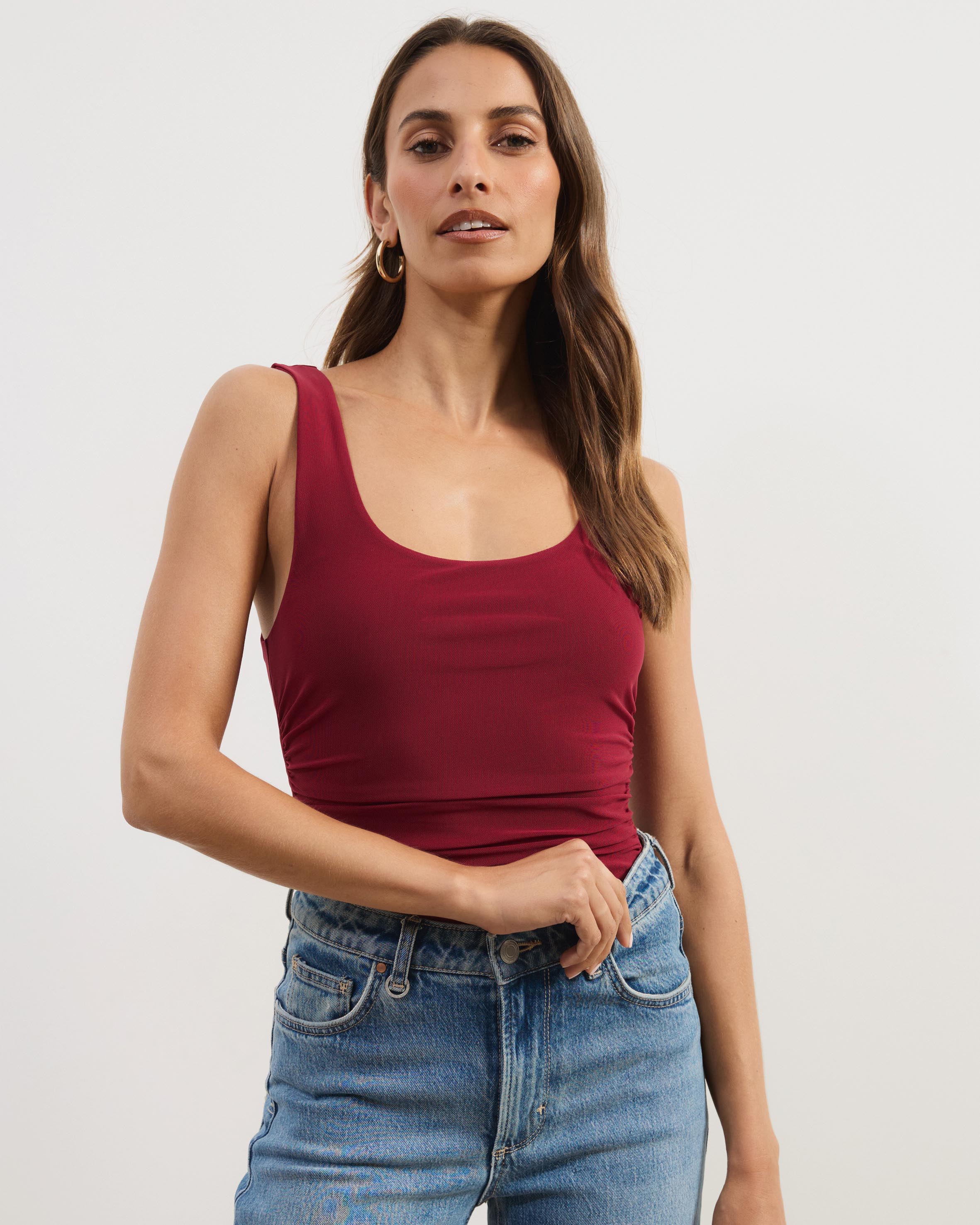 Skye Scoop Neck Mesh Tank