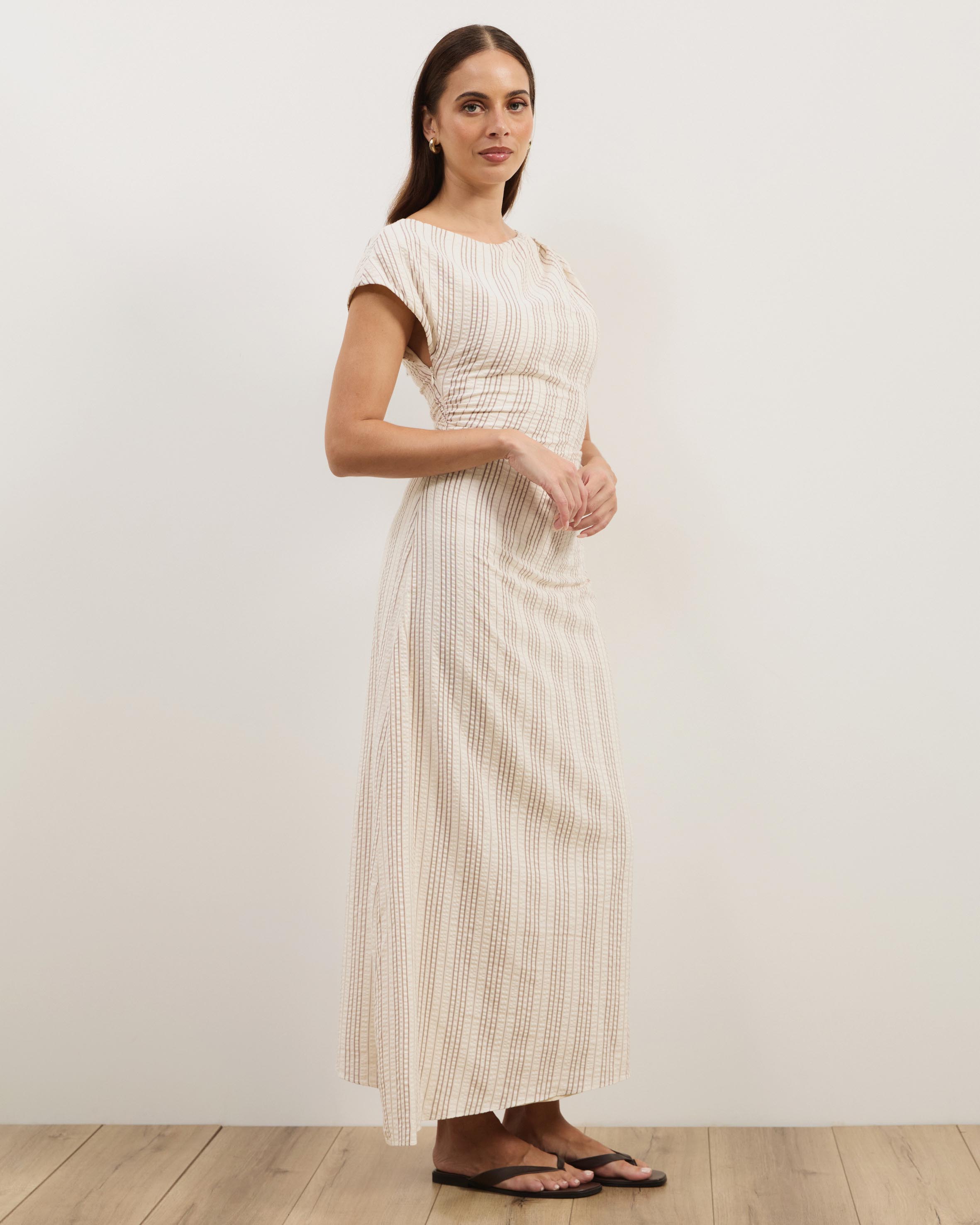 Sally Cotton Striped Midi Dress