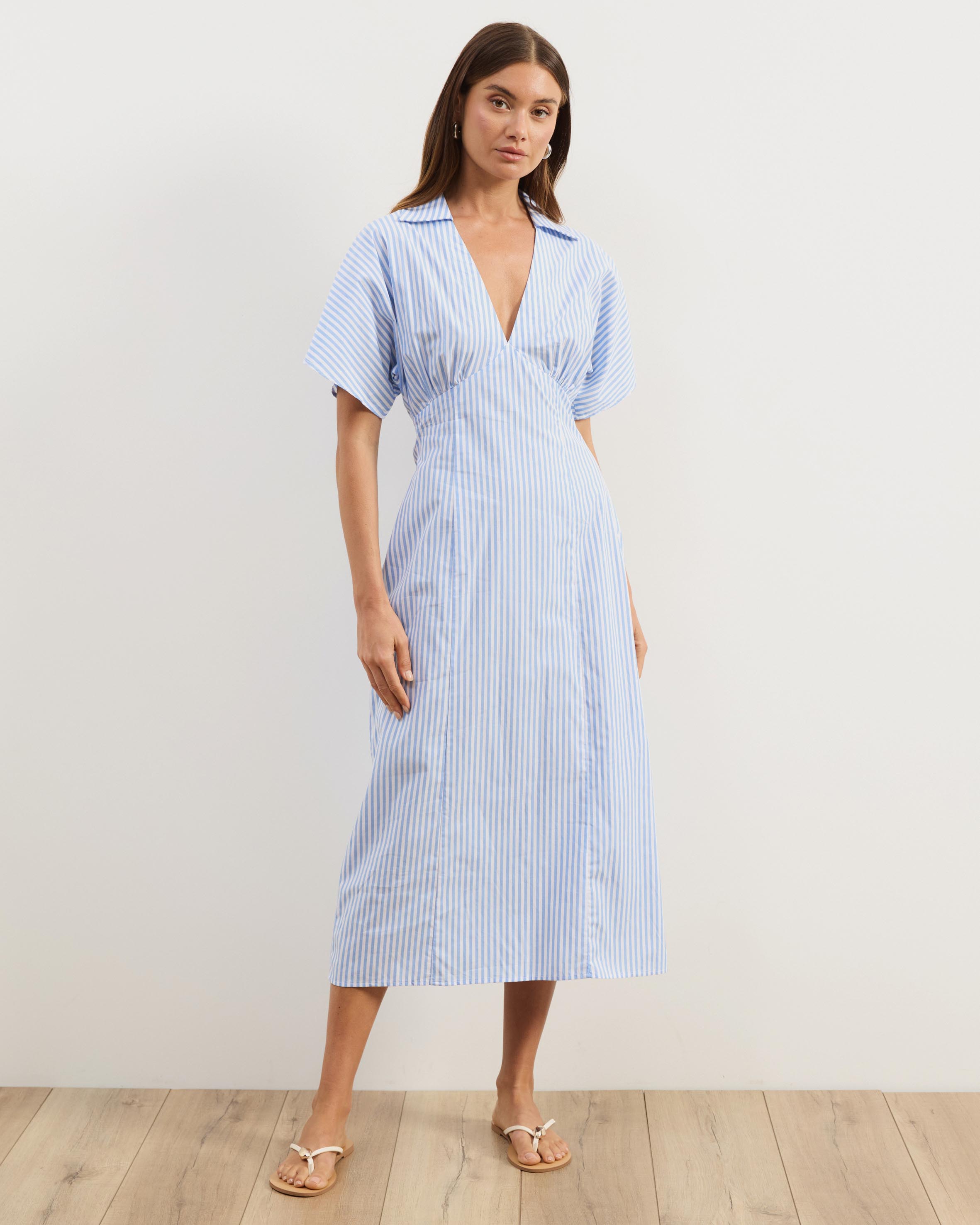 Isobel Cotton Poplin Stripe Shirt Midi Dress