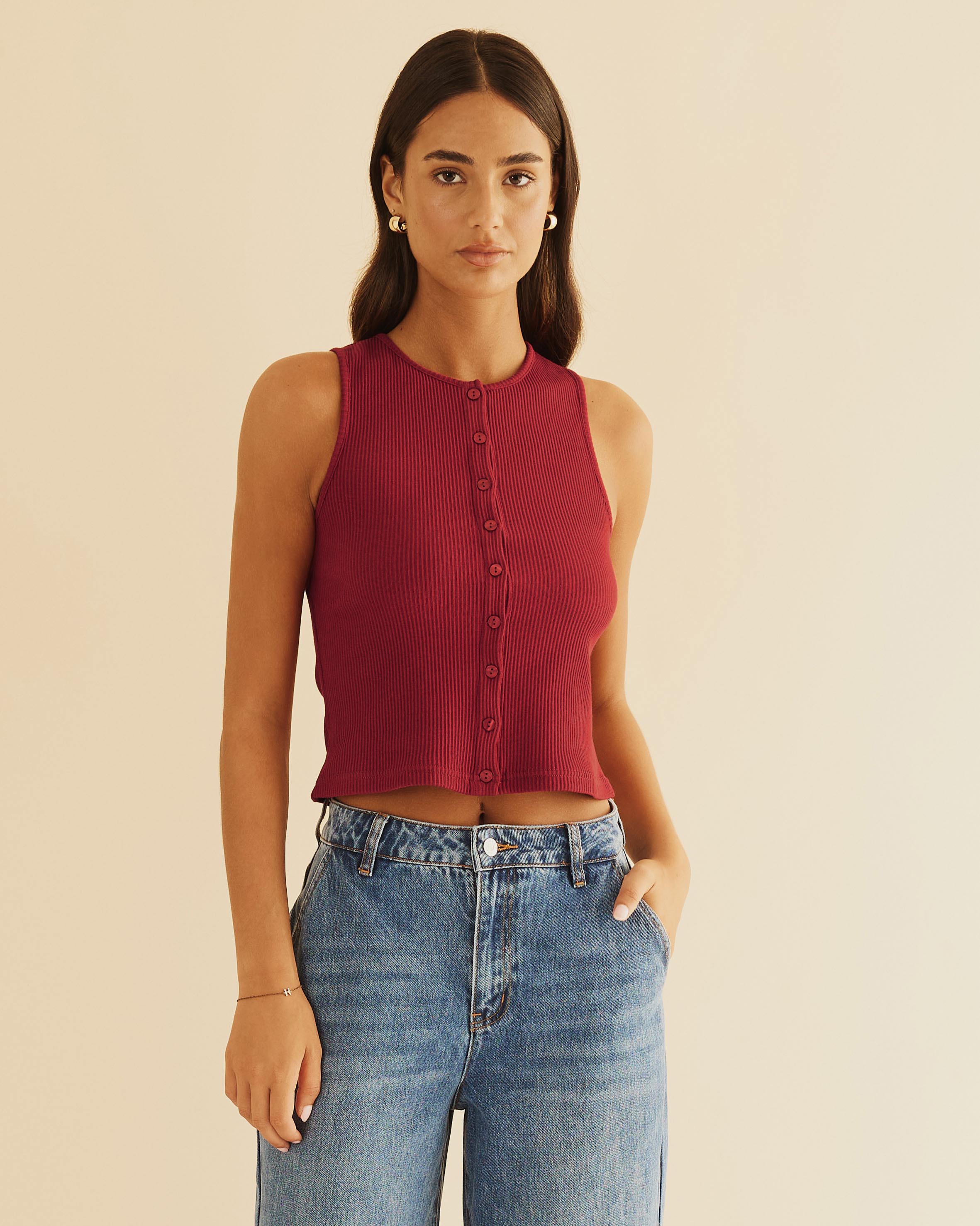 Serena Button Front Tank