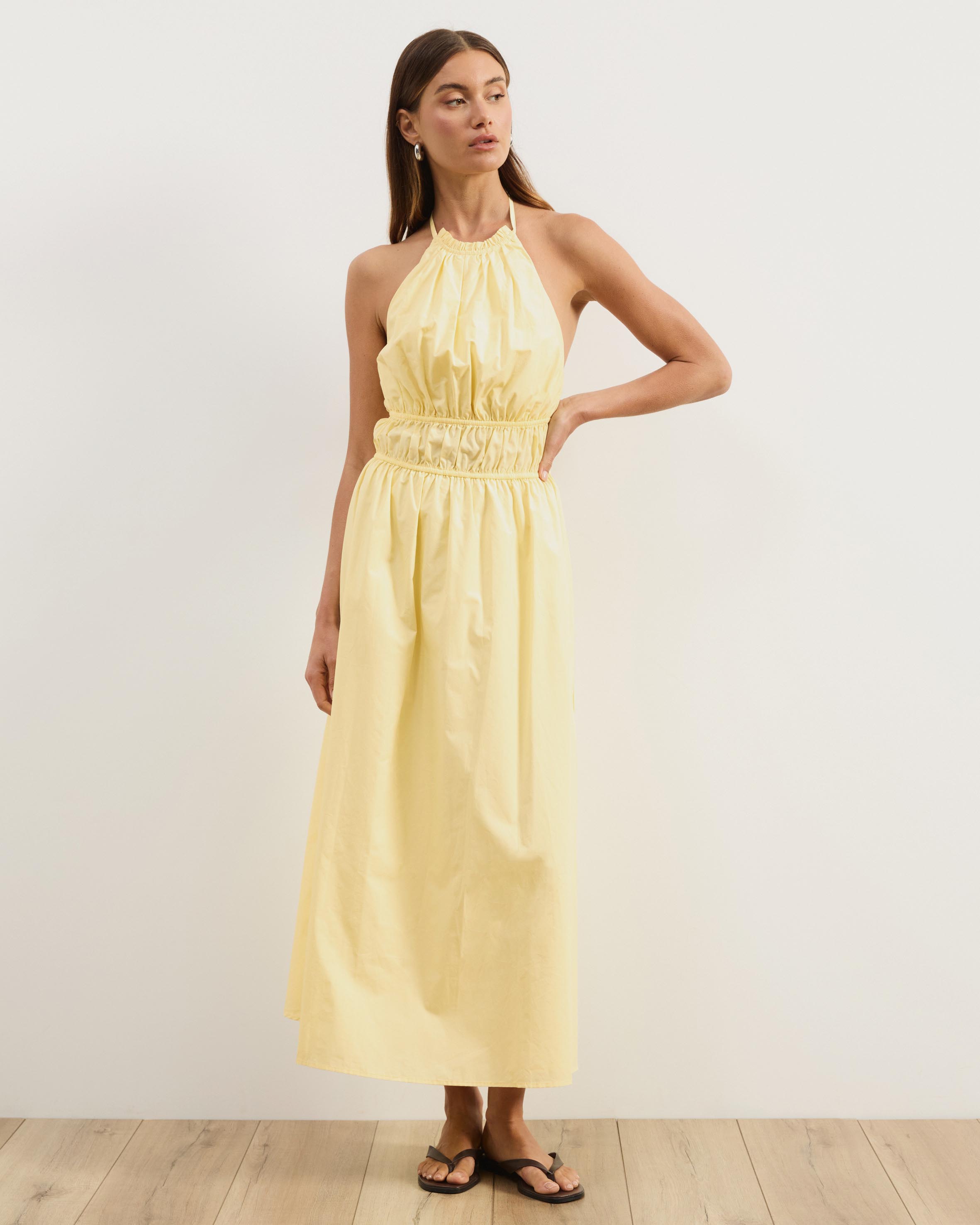 Georgia Cotton Poplin Halter Maxi Dress