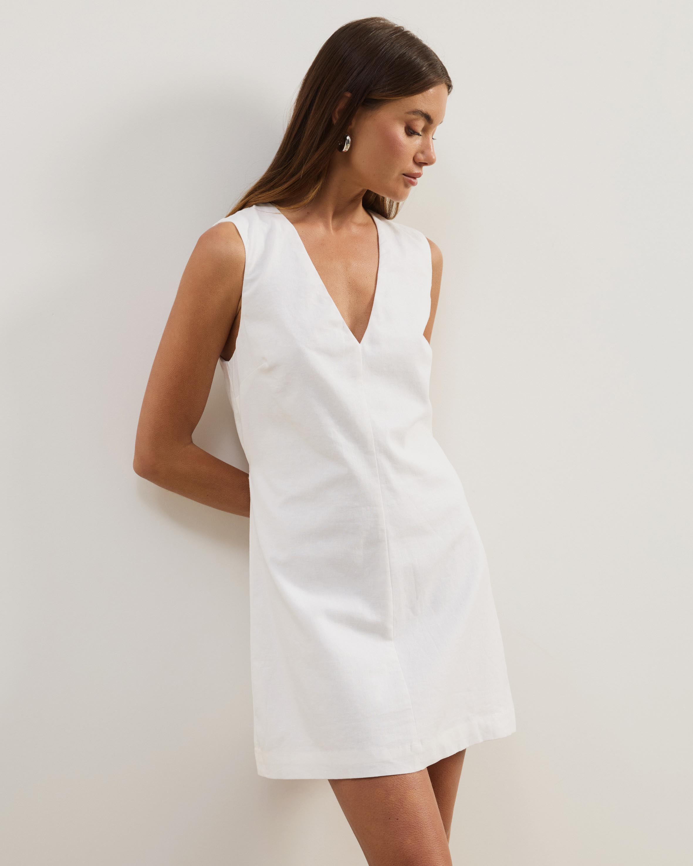 Luce Linen Blend Sleeveless Mini Dress
