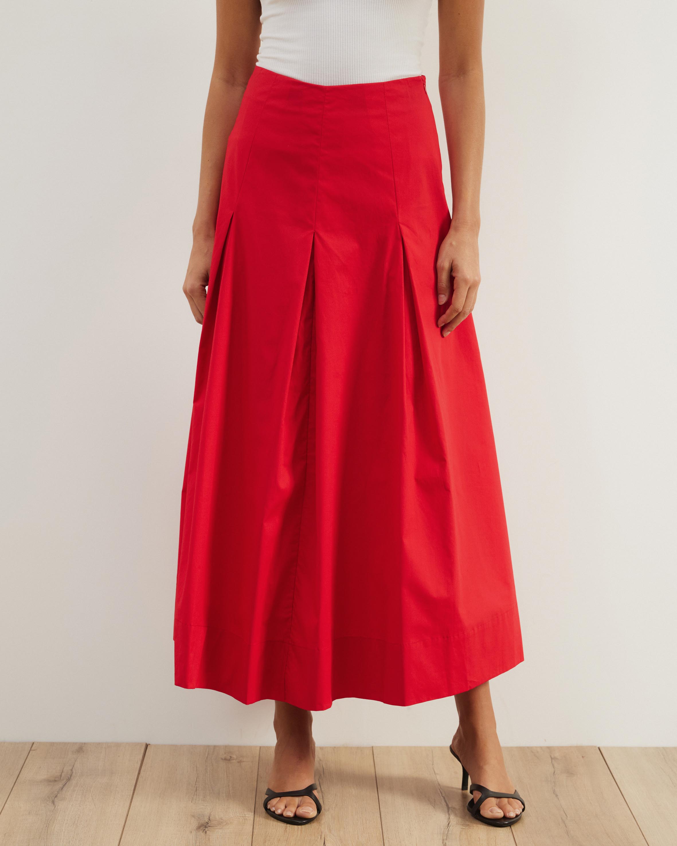 Maren Cotton Pleated Maxi Skirt