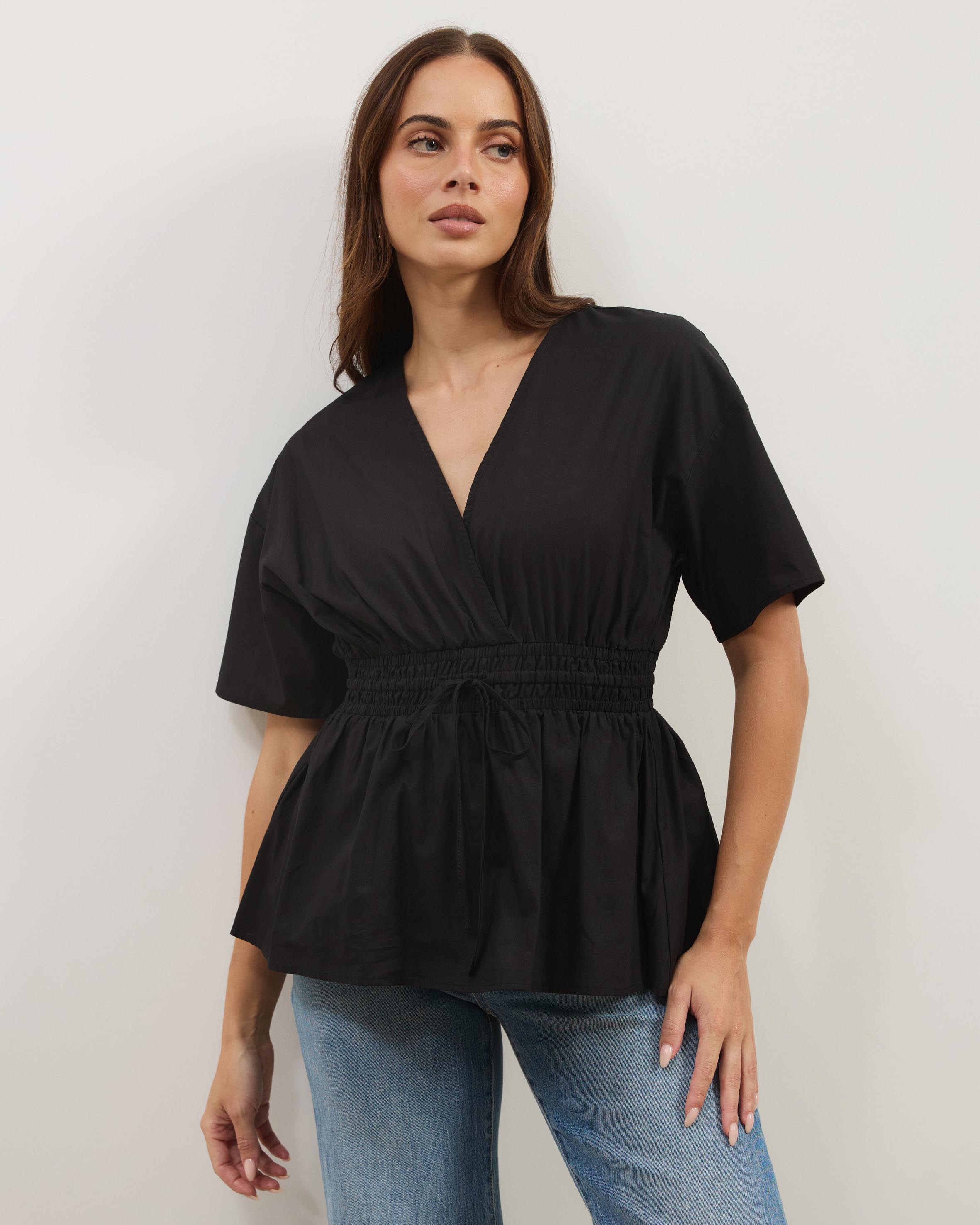 Elis Cotton Gathered Waist Top
