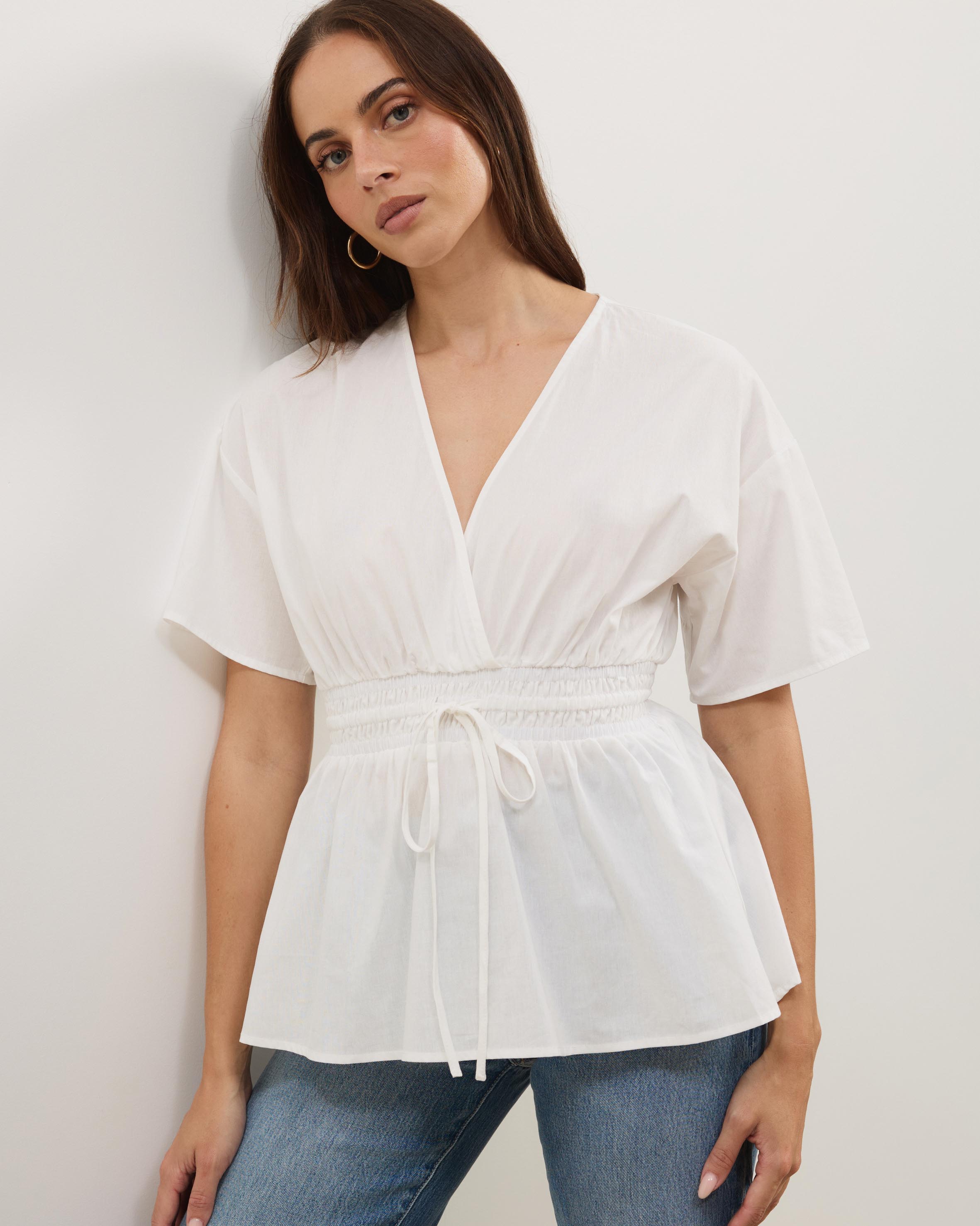 Elis Cotton Gathered Waist Top