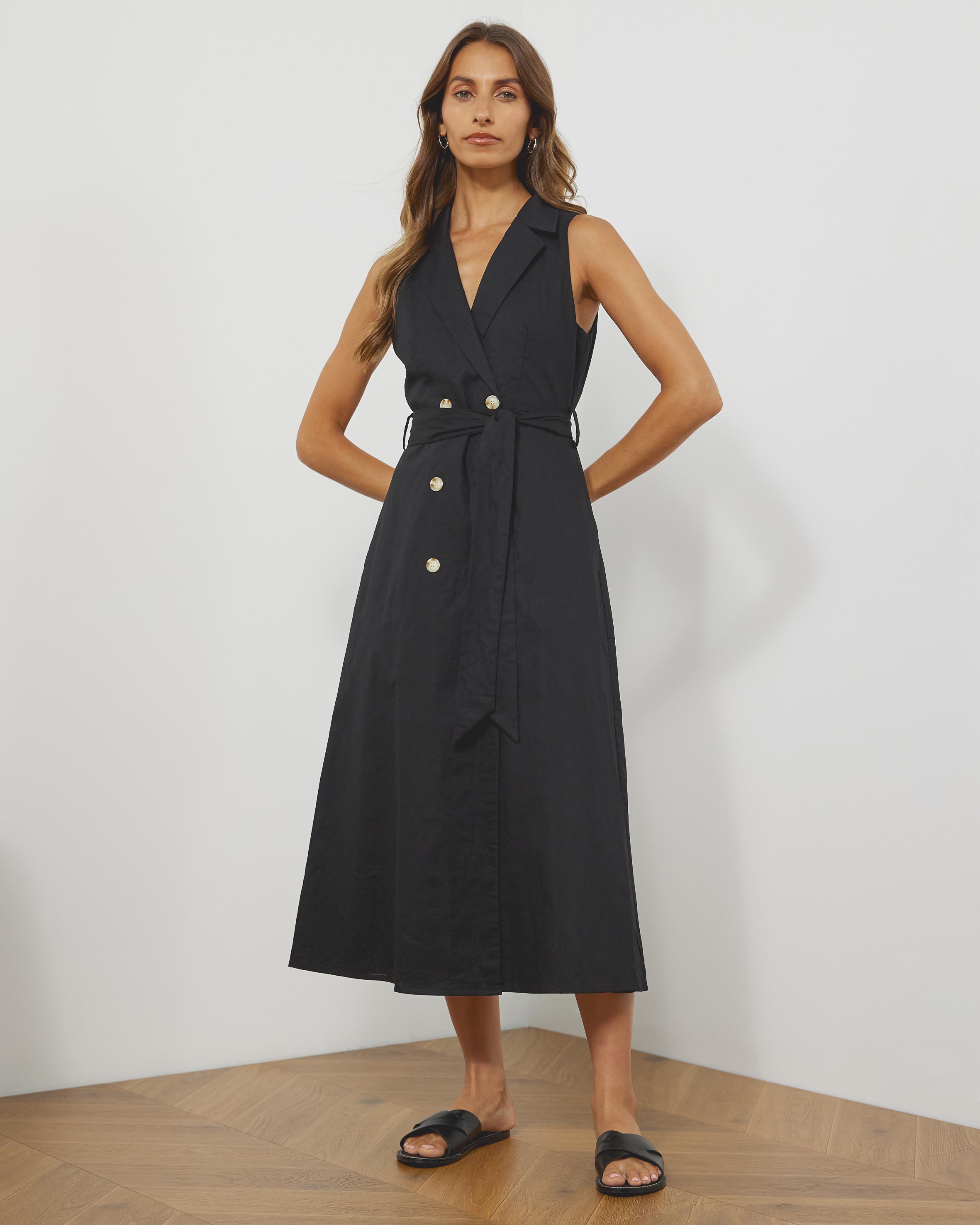 Magdalena Linen Blend Tailored Midi Dress