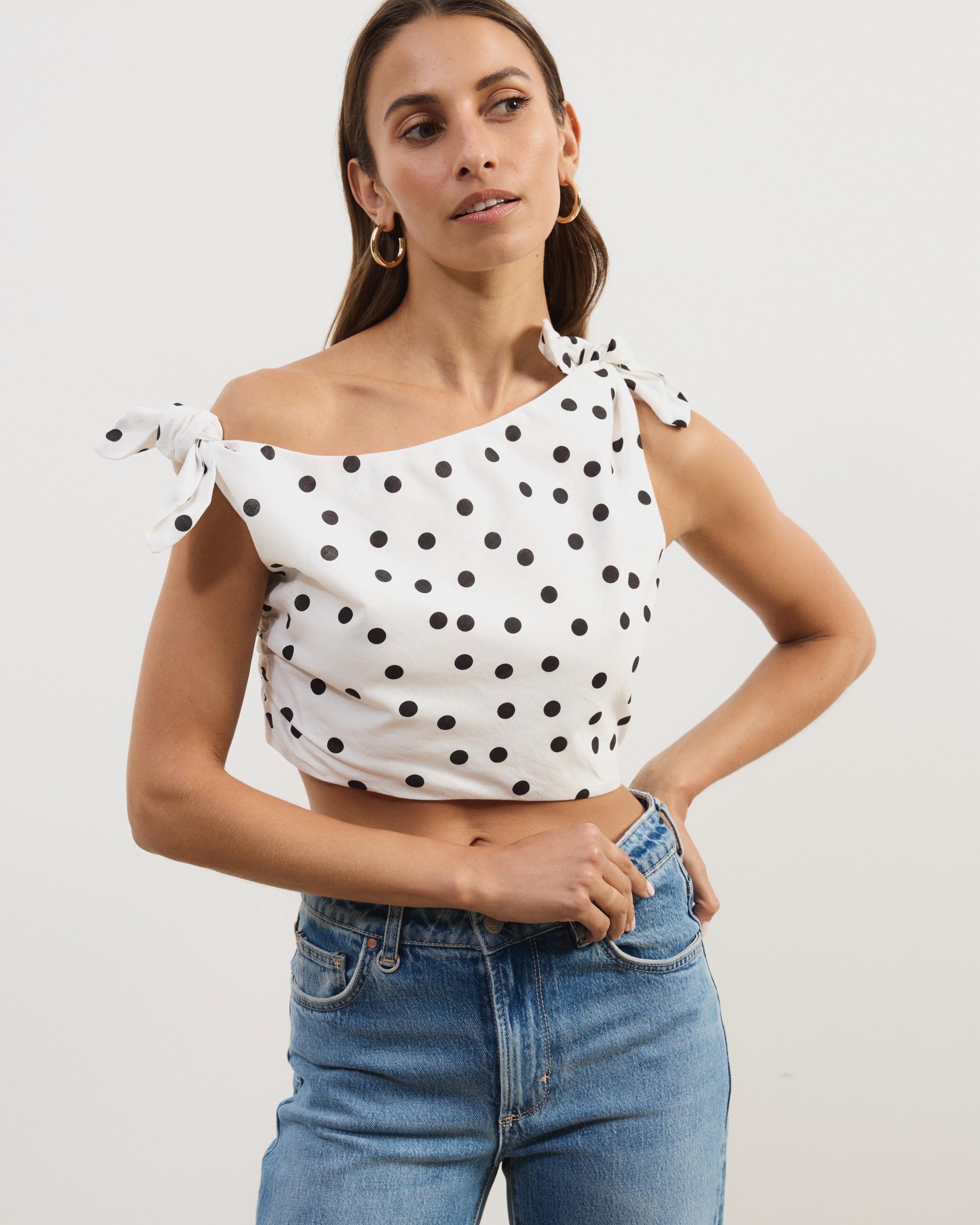 Astrid Asymmetric Polka Dot Top