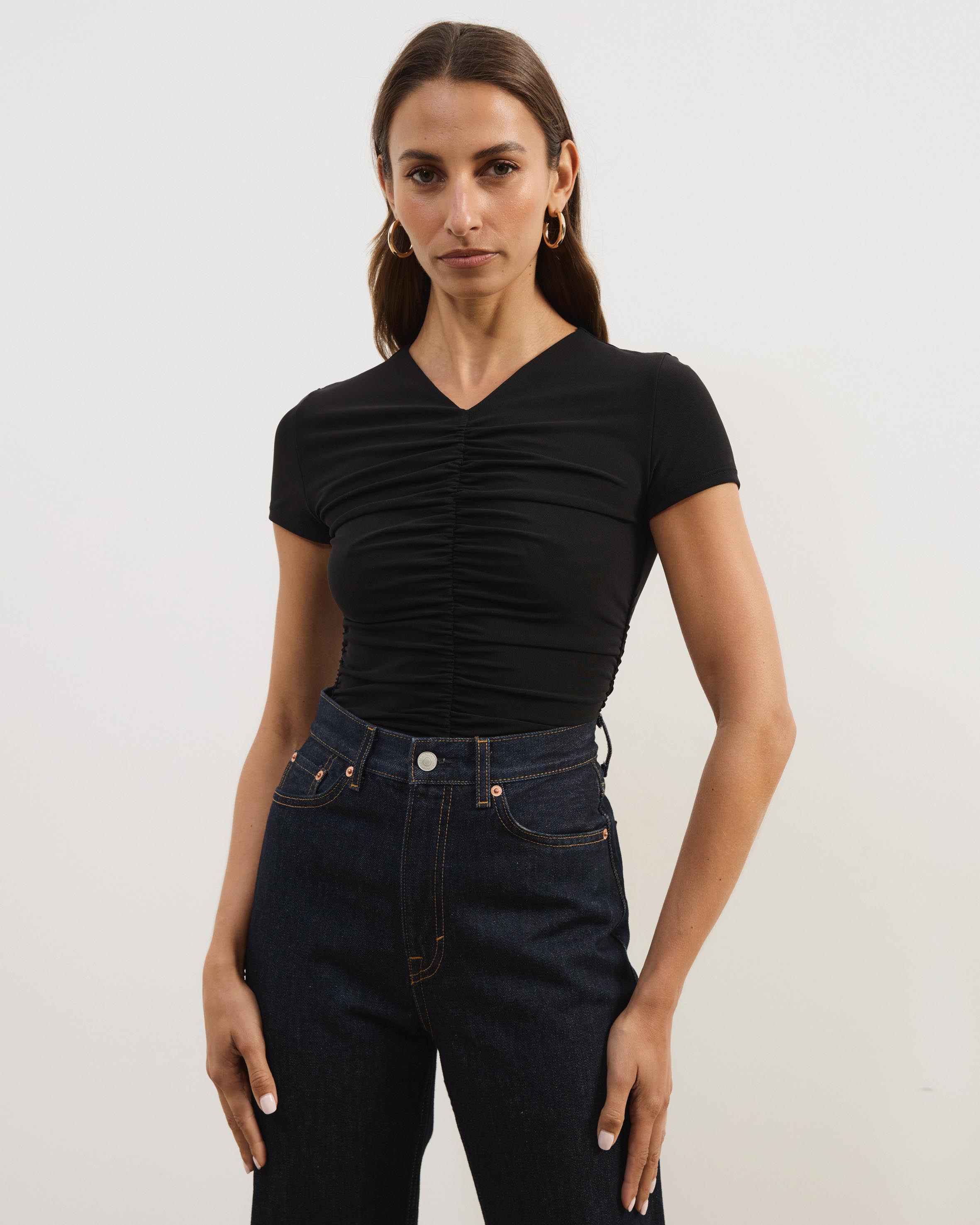 Delilah Gathered Mesh Top