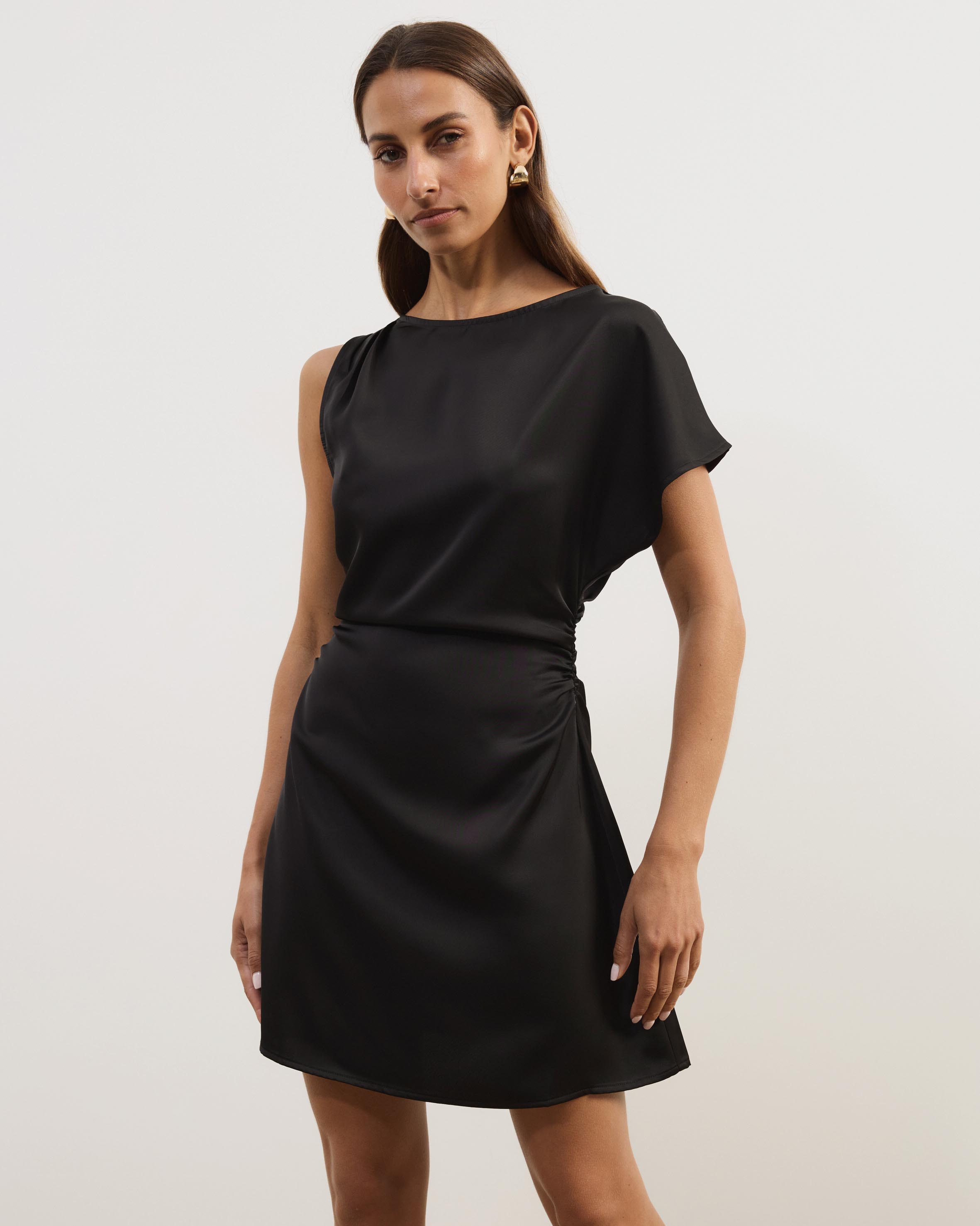 Alix Satin Tuck Mini Dress