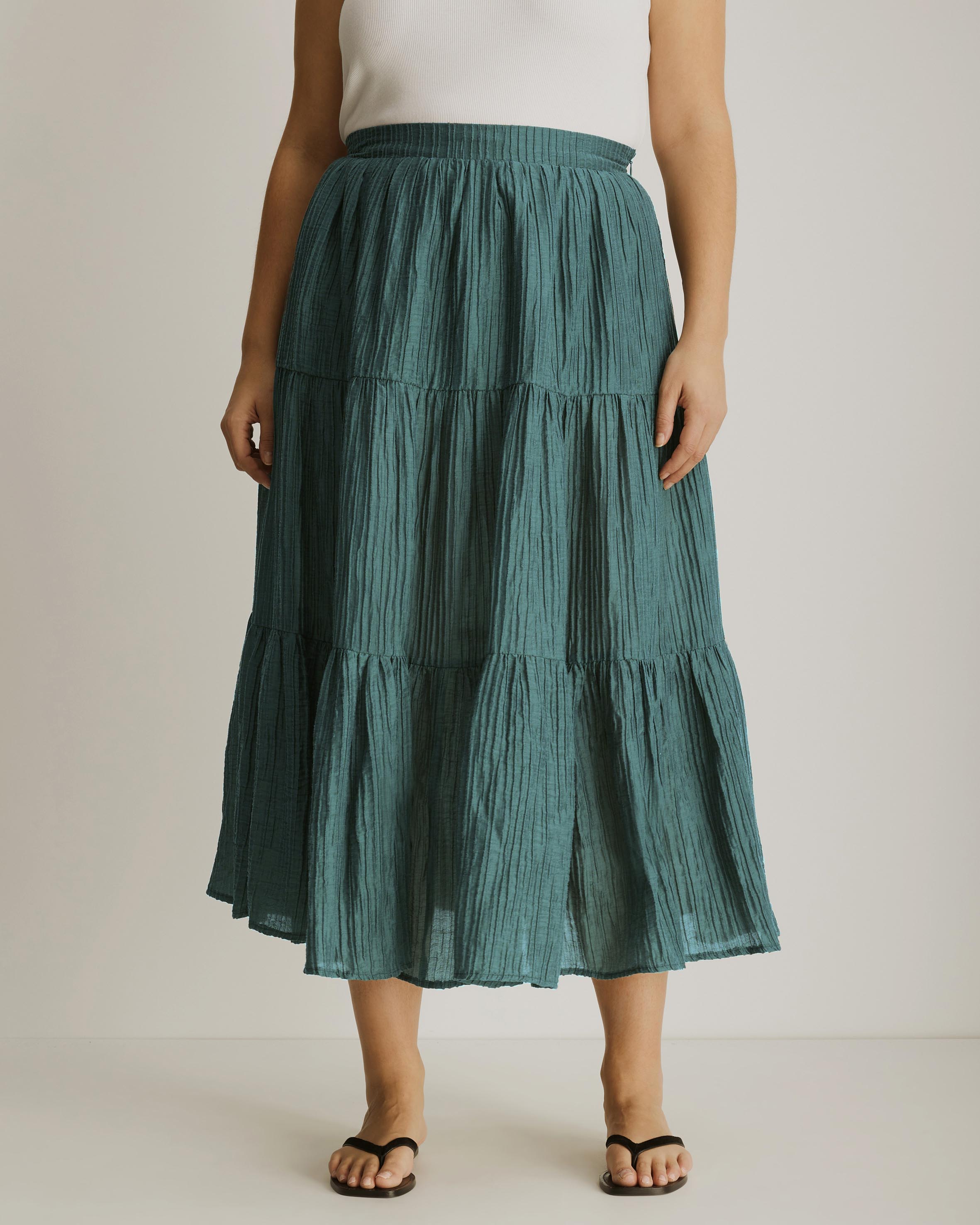 Clara Plisse Tiered Maxi Skirt
