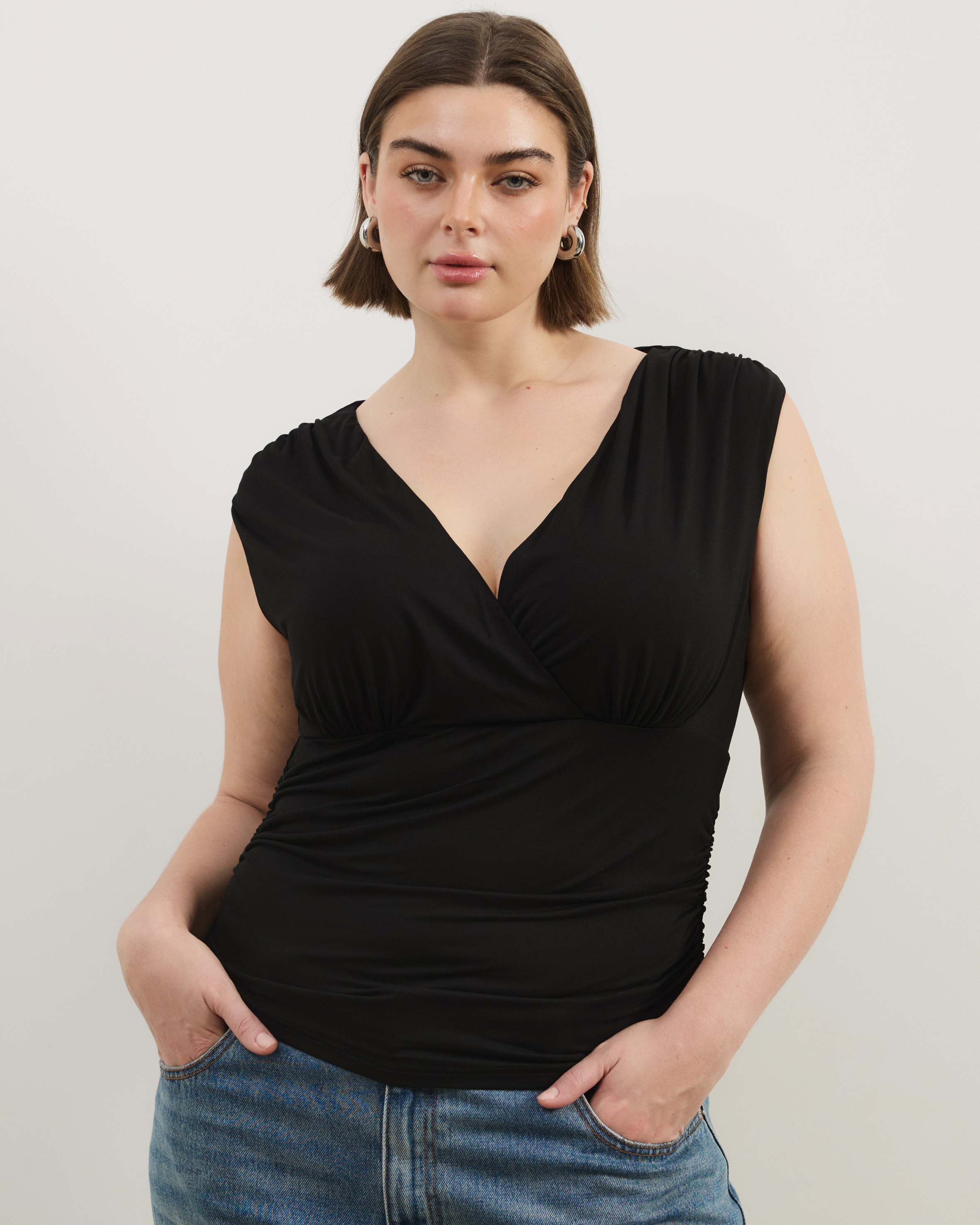 Savannah V Neck Ruched Top