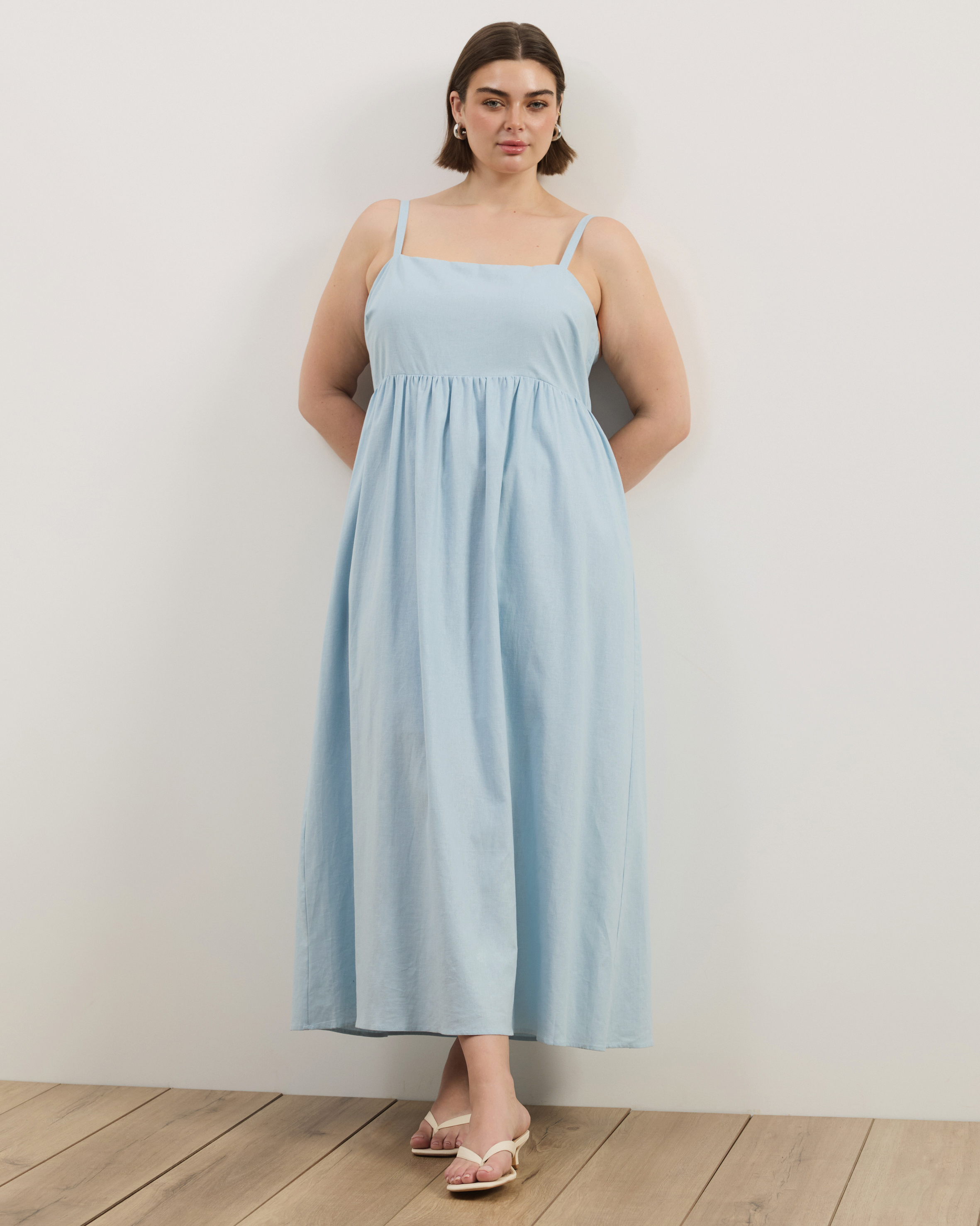 Alex Linen Blend Empire Waist Midi Dress