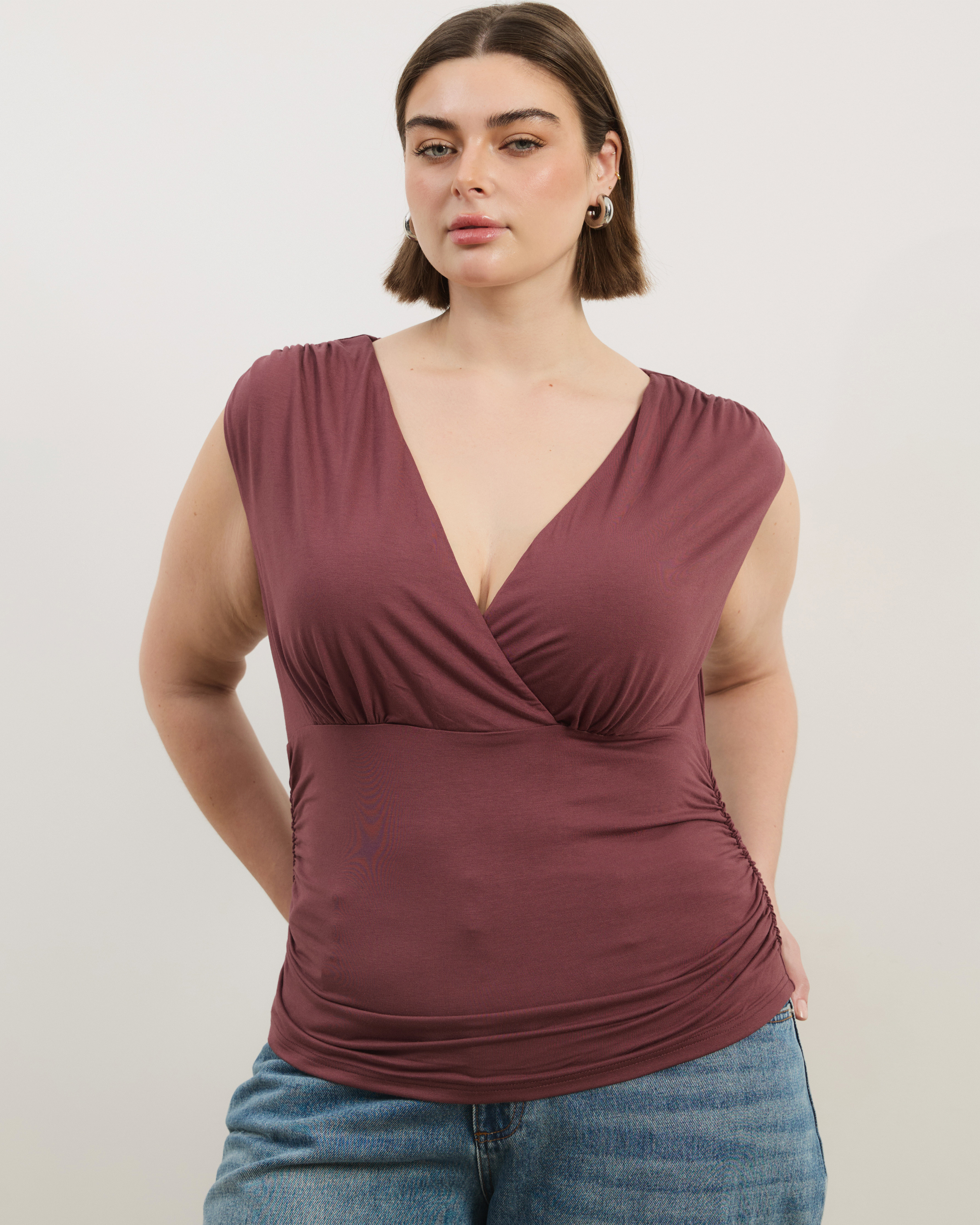 Savannah V Neck Ruched Top