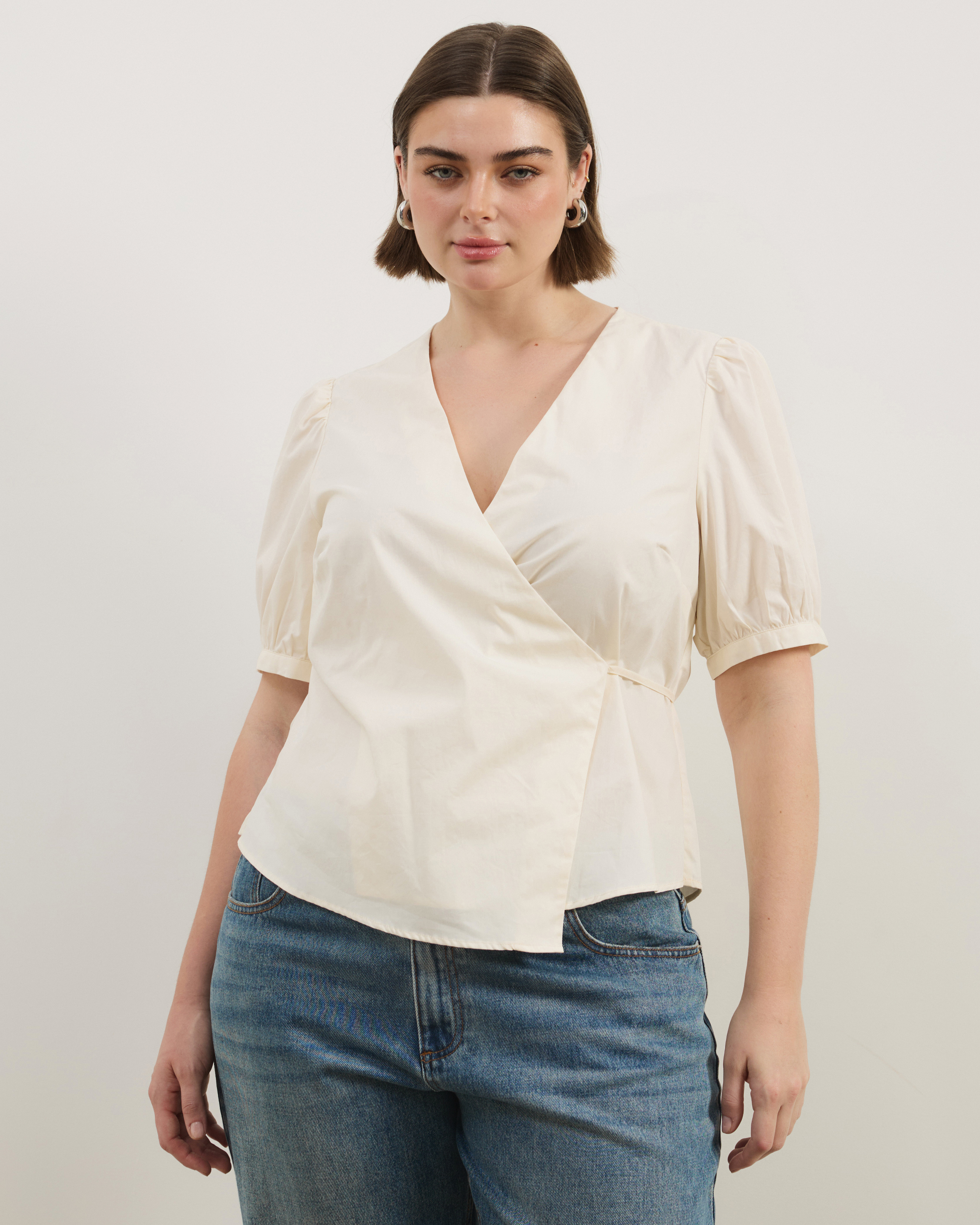 Nora Puff Sleeve Wrap Shirt