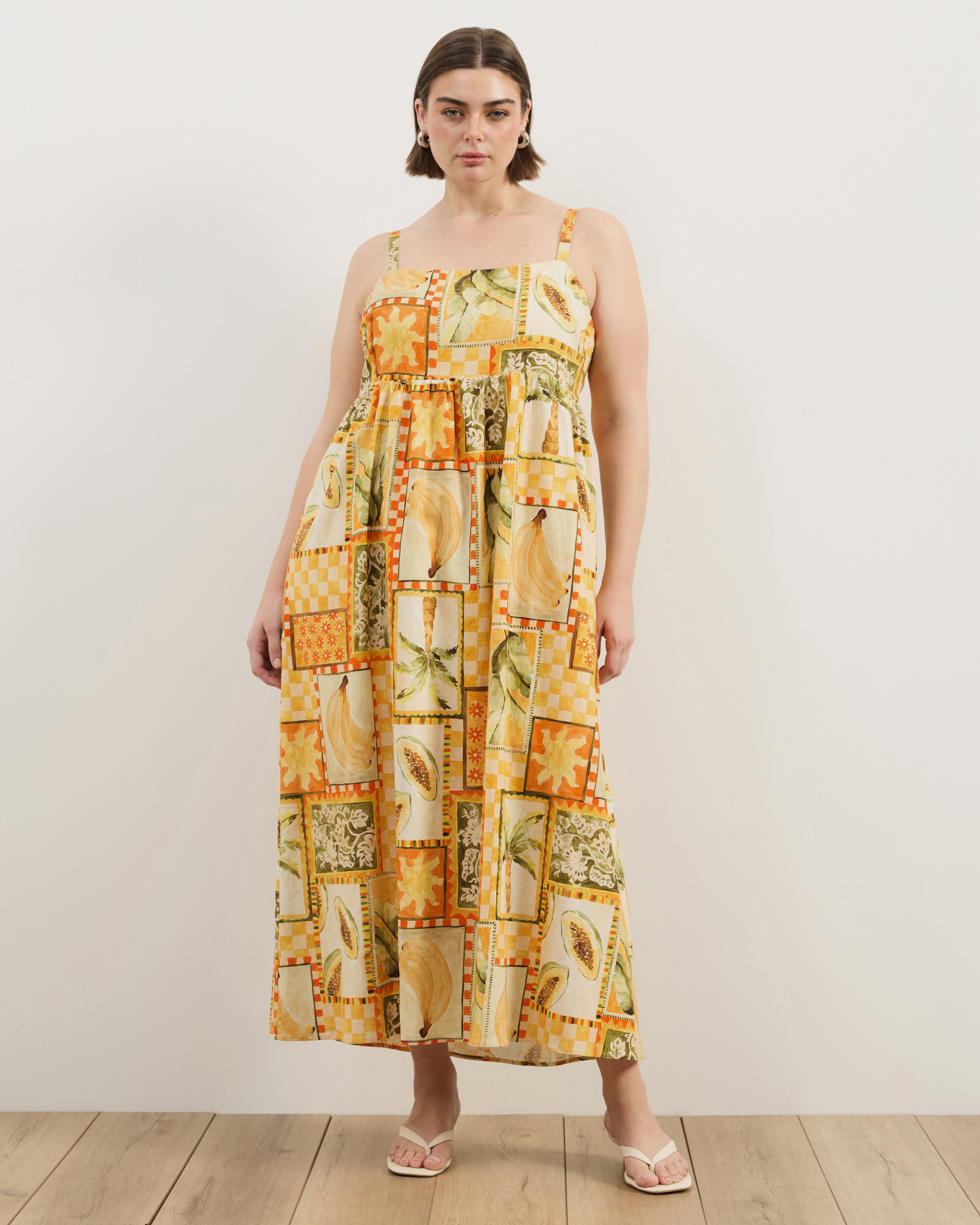 Alex Linen Blend Empire Waist Midi Dress