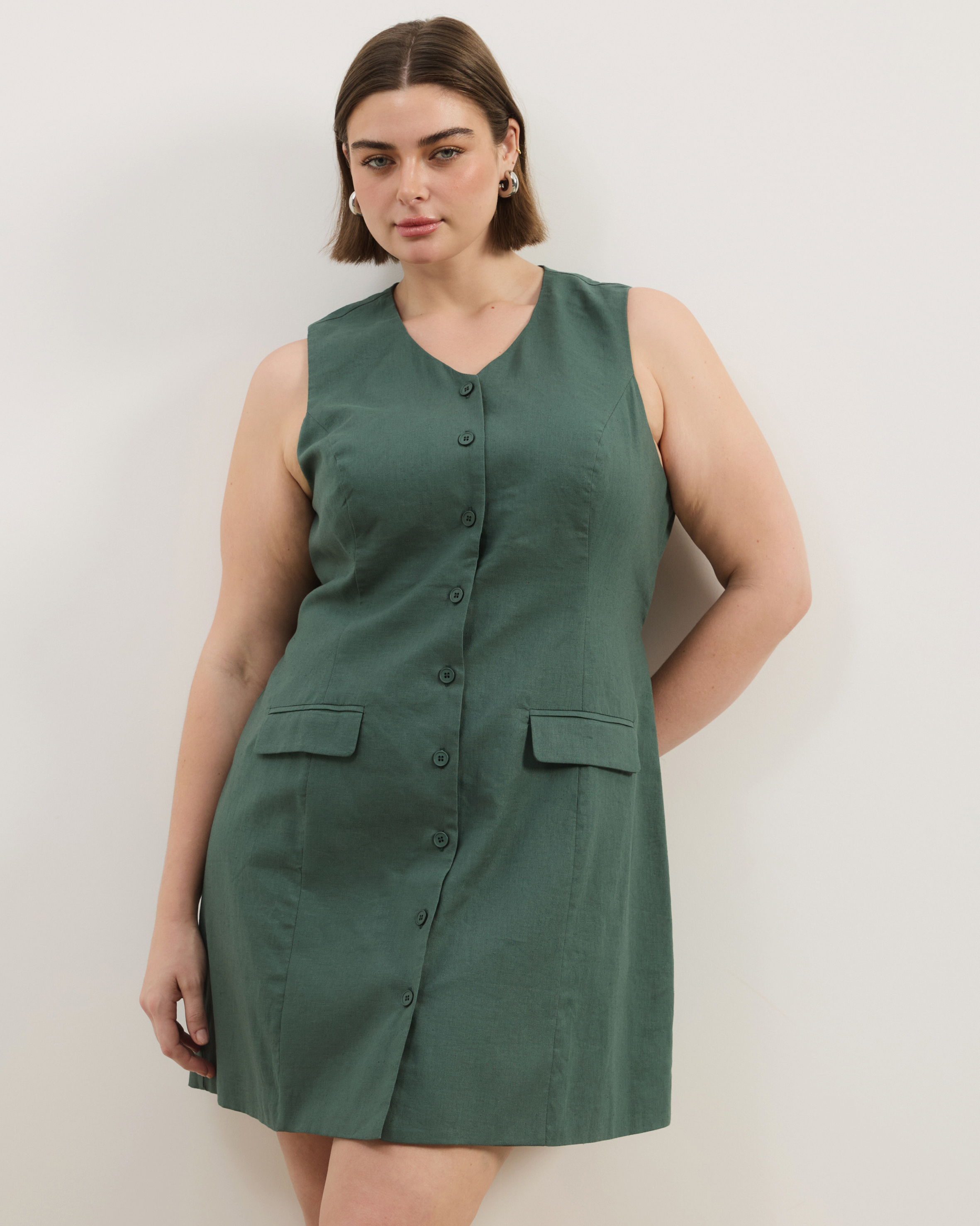 Juno Tailored Linen Blend Mini Dress