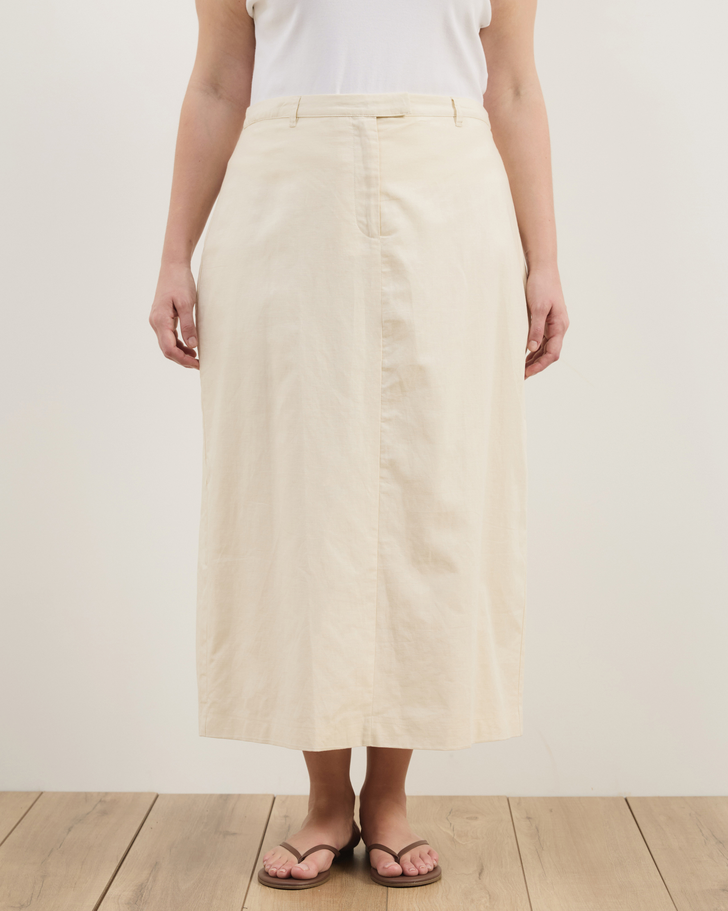Heidi Linen Blend Midi Skirt