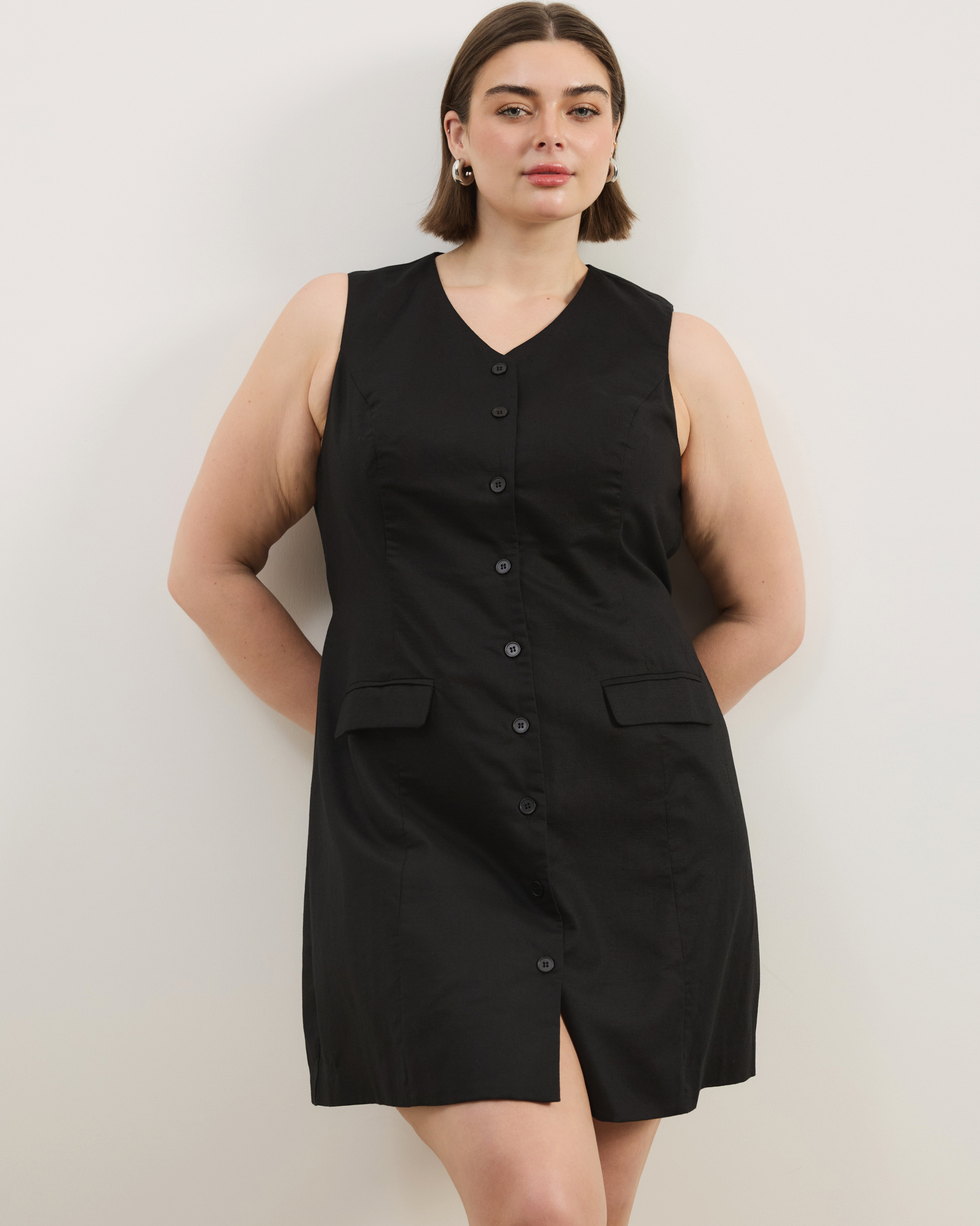 Juno Tailored Linen Blend Mini Dress