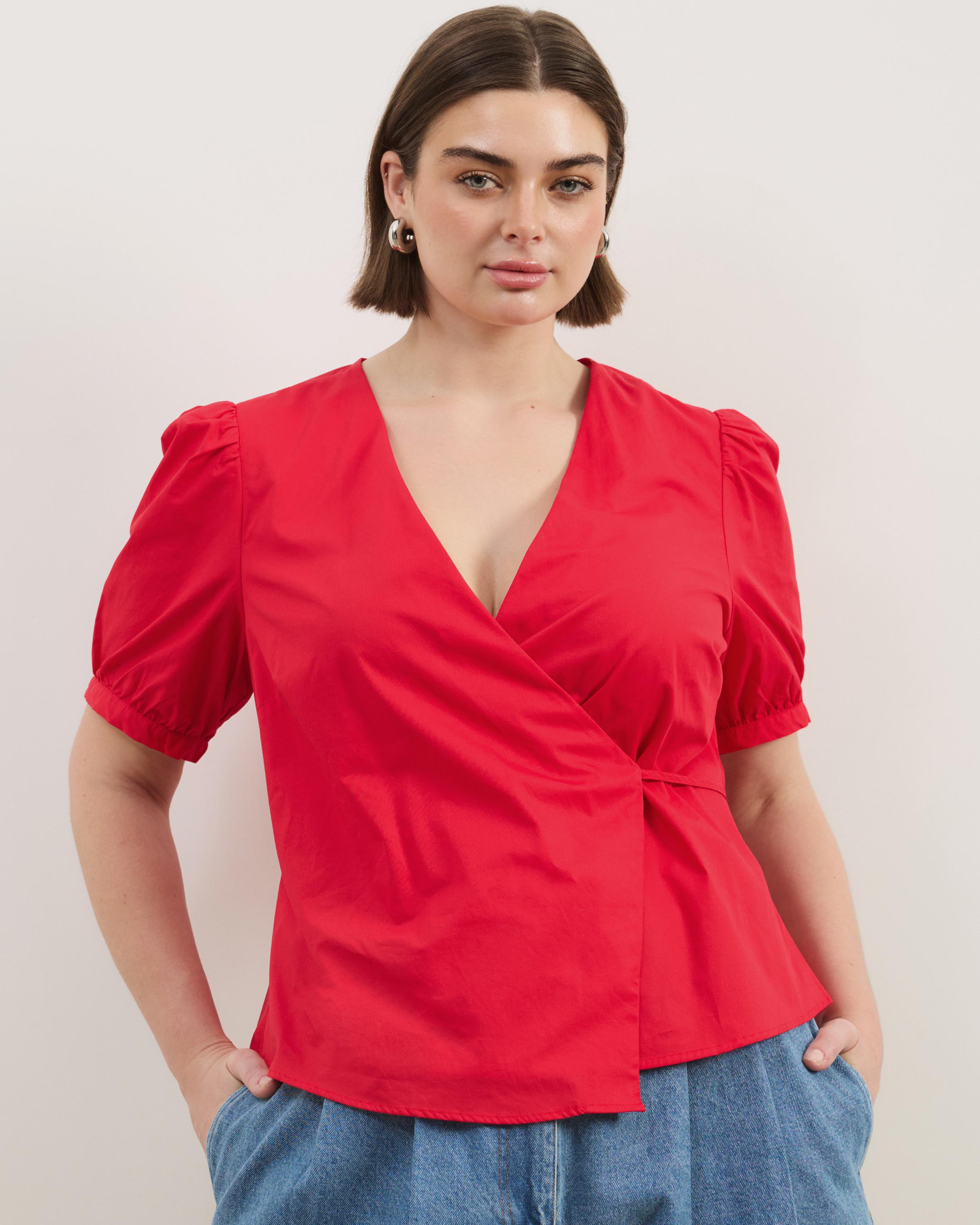 Nora Puff Sleeve Wrap Shirt